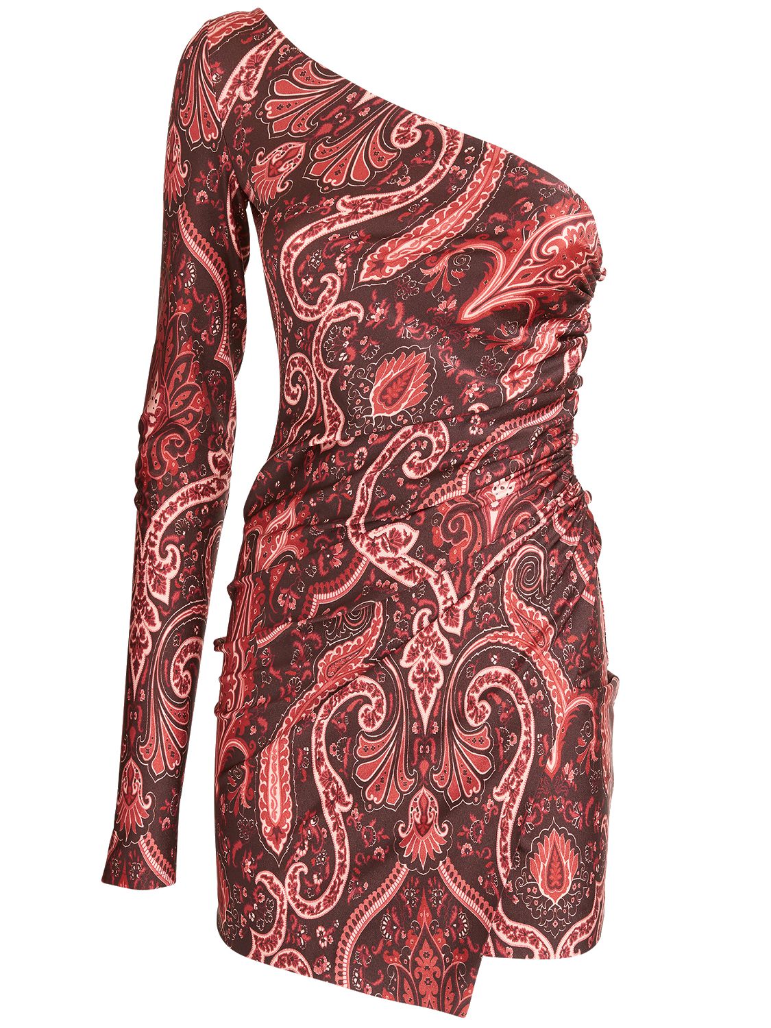 ETRO PRINTED JERSEY ONE SLEEVED MINI DRESS