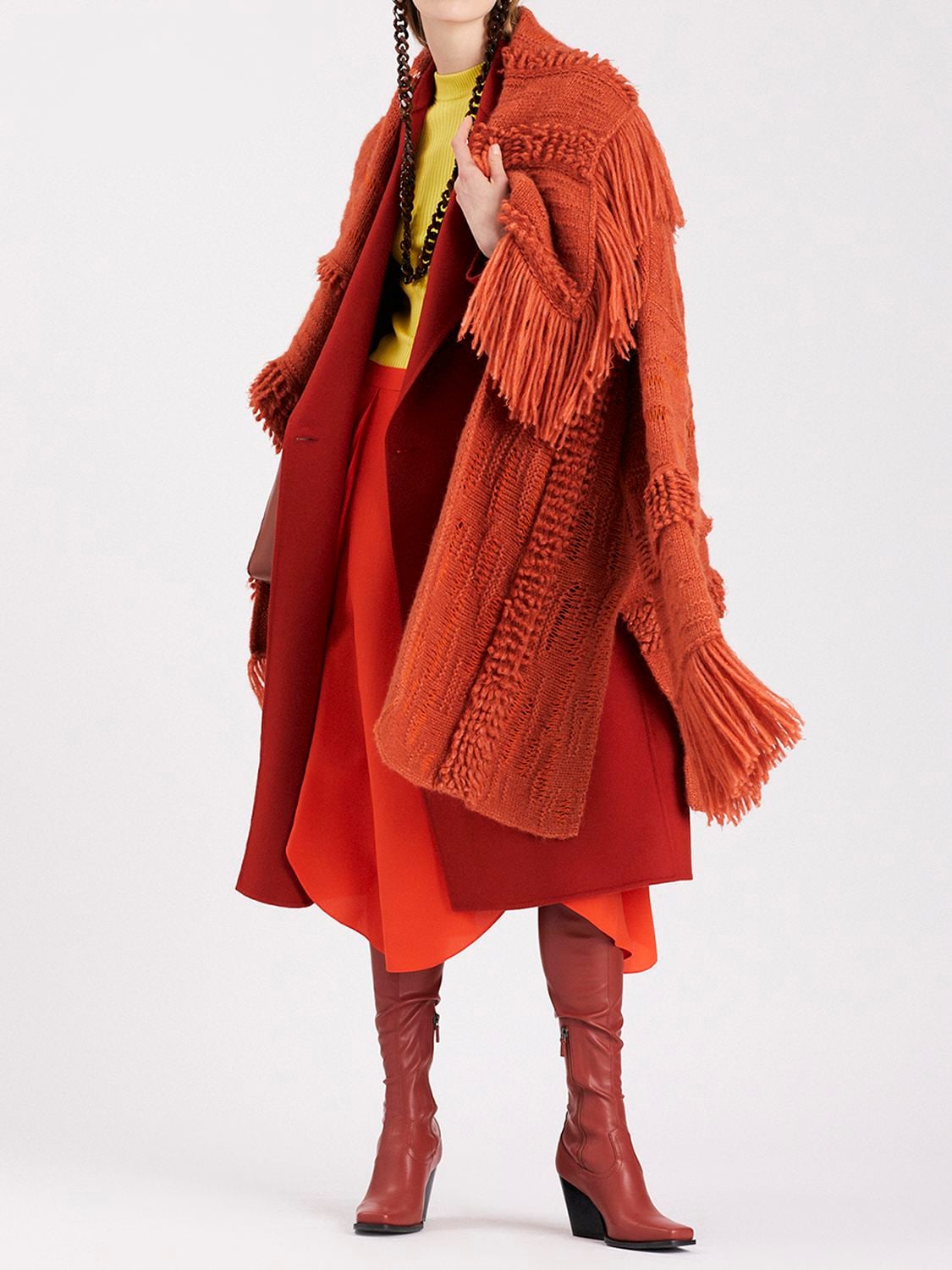 Stella Mccartney Women's Airy Alpaca Texture-knit Coat In Orange | ModeSens
