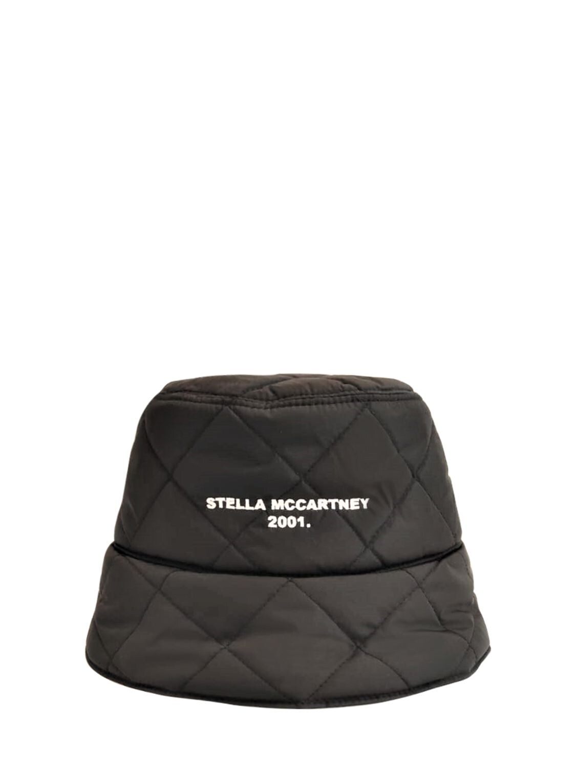 Stella Mccartney Reversible Quilted Nylon Bucket Hat In Black,khaki