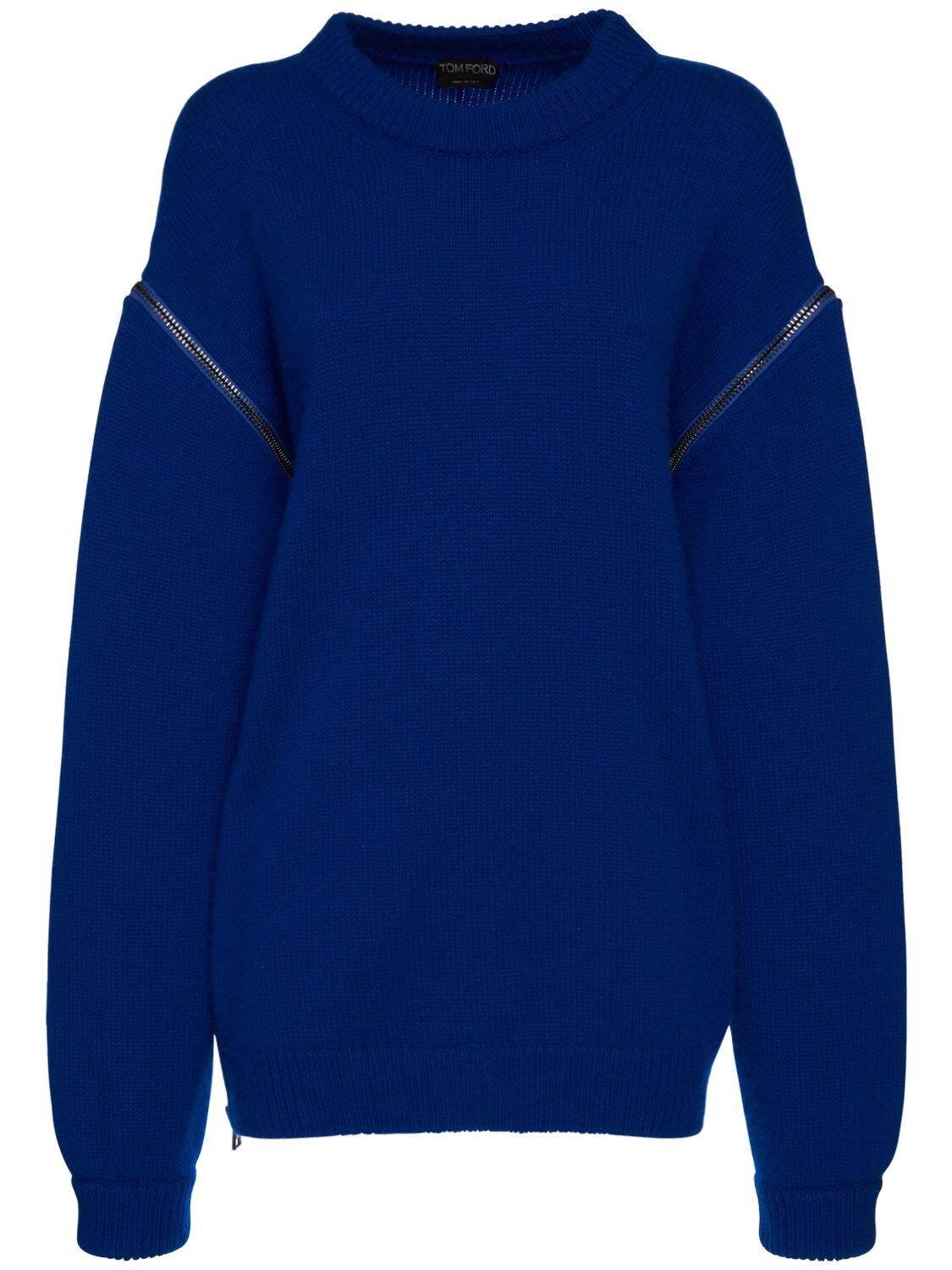 TOM FORD SOFT CASHMERE CREWNECK ZIP SWEATER