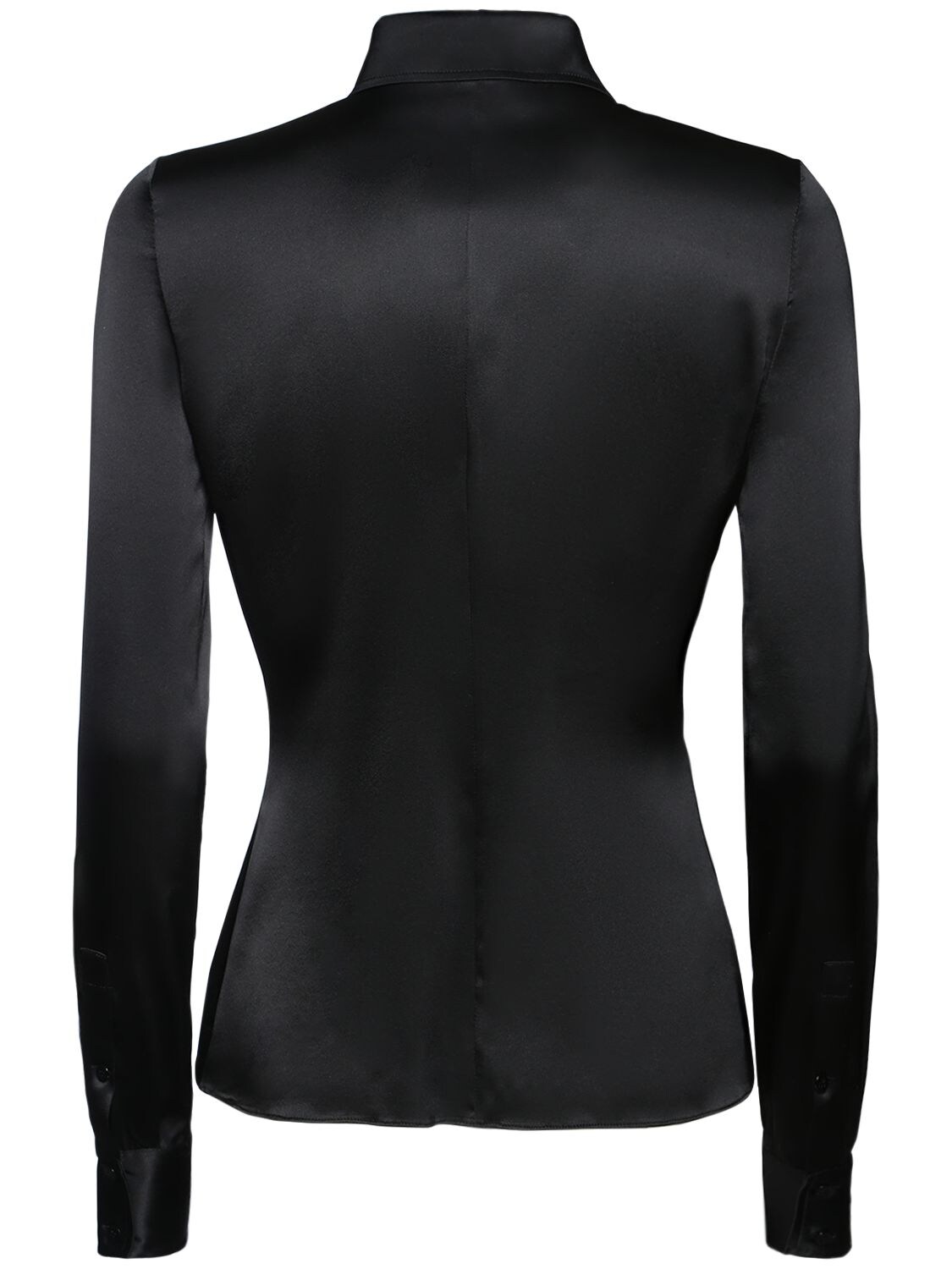 Shop Tom Ford Fitted Stretch Silk Satin Shirt In Black