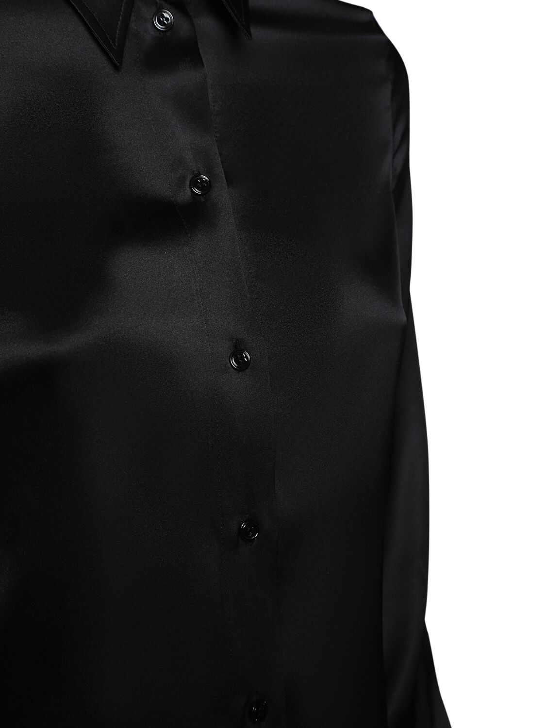 Shop Tom Ford Fitted Stretch Silk Satin Shirt In Black