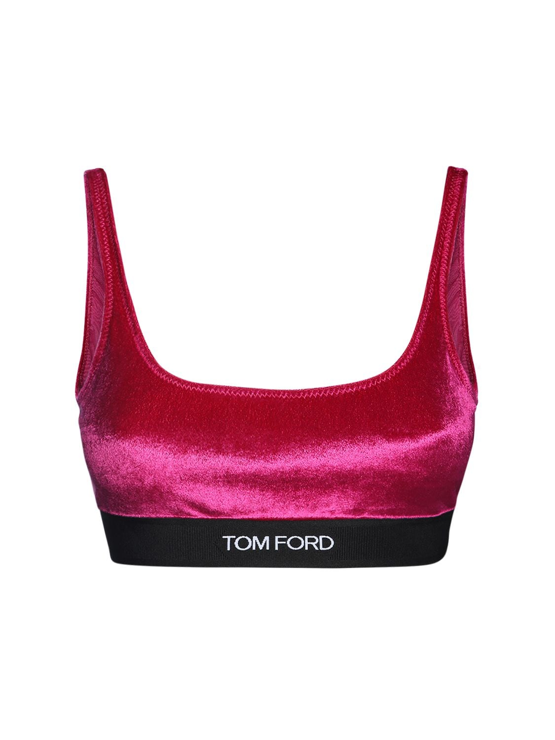 Tom Ford Logo Stretch Velvet Bra In Fuchsia