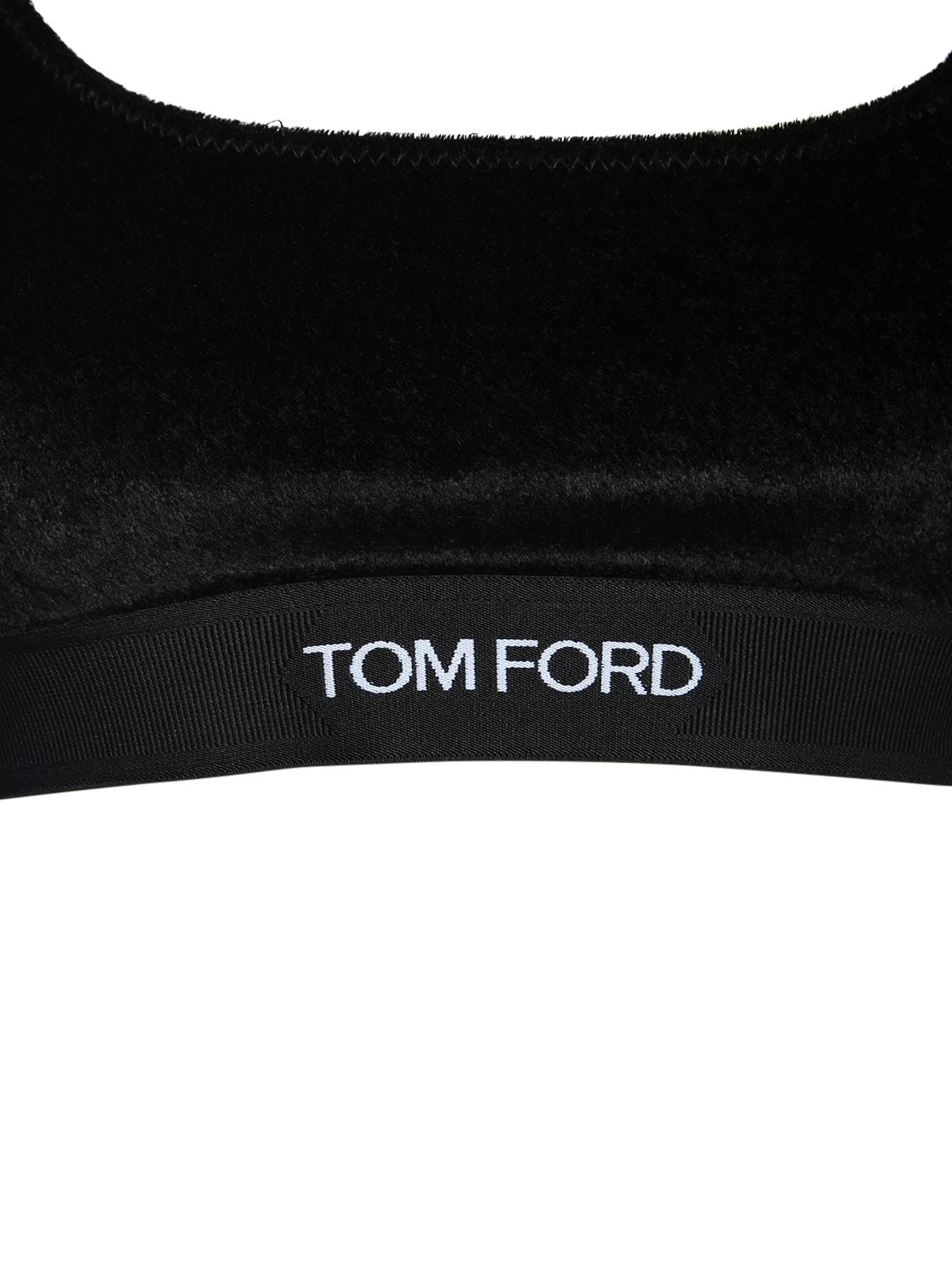 Shop Tom Ford Logo Stretch Velvet Bra In Black