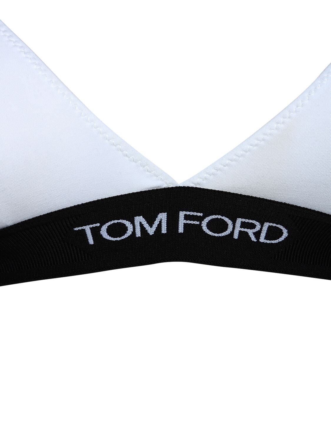 Shop Tom Ford Logo Modal Jersey Triangle Bra In White