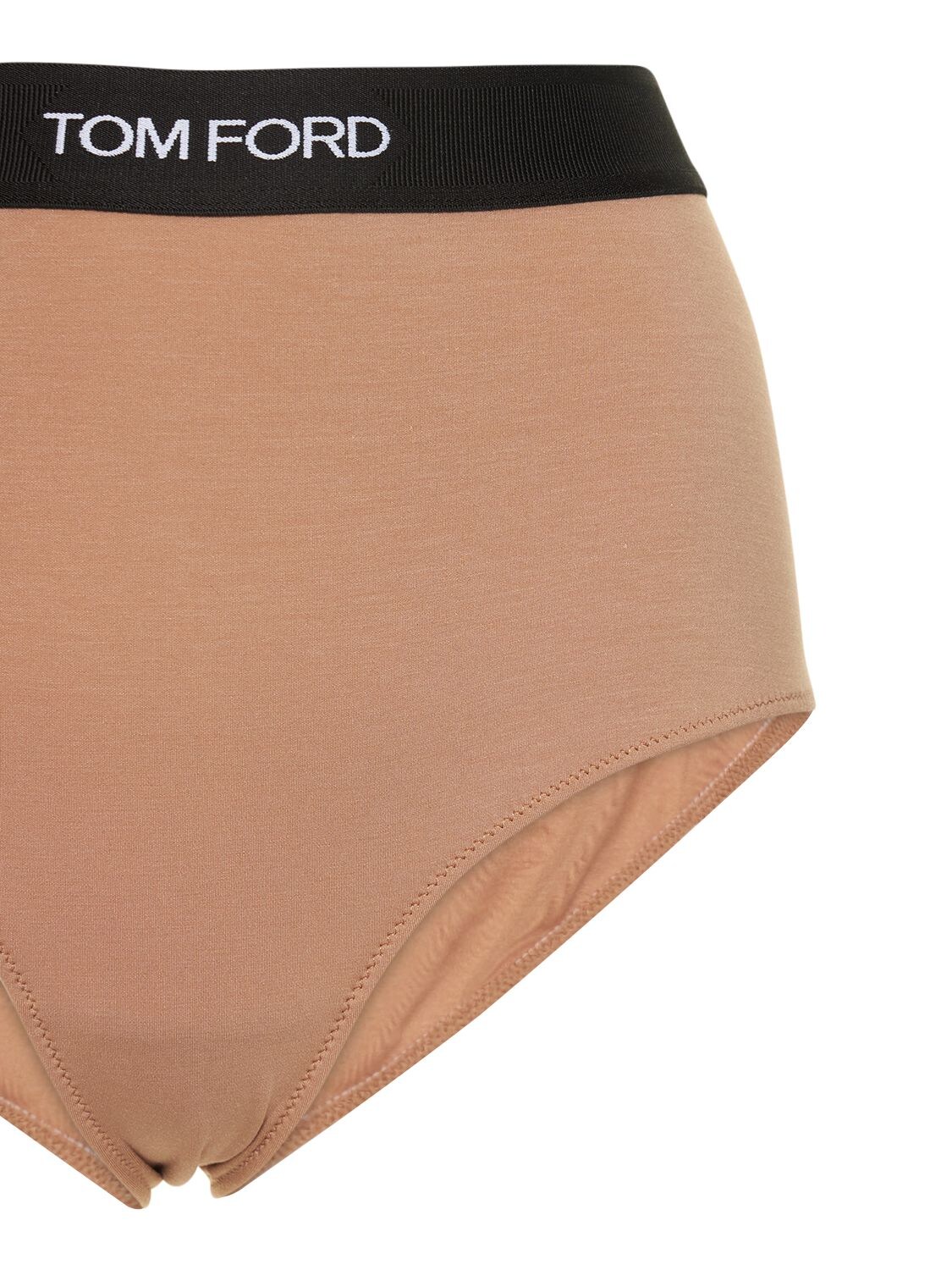 Shop Tom Ford Logo Modal Jersey High Rise Briefs In Pink