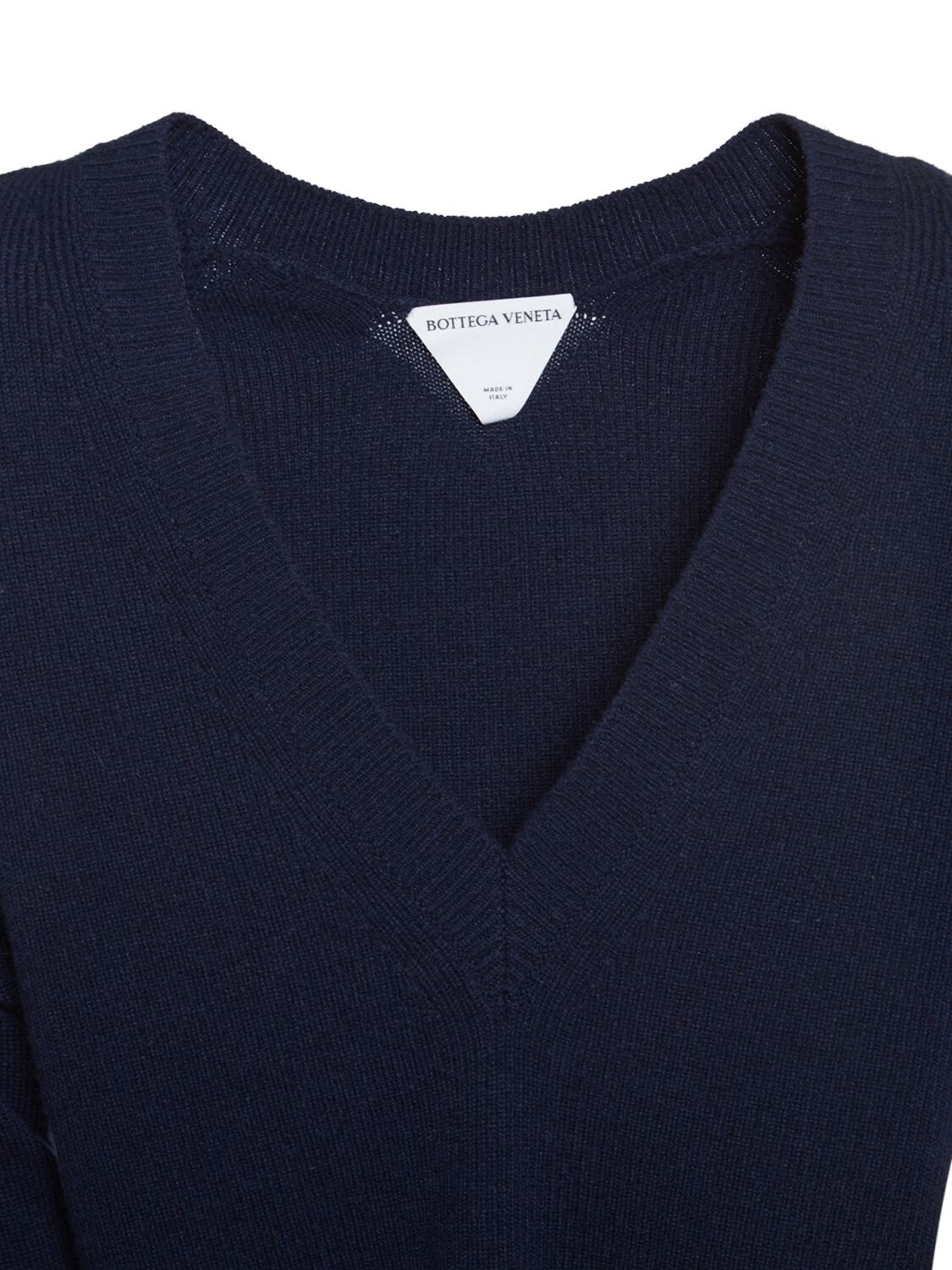 Shop Bottega Veneta Cashmere Knit V Neck Sweater In Abyss