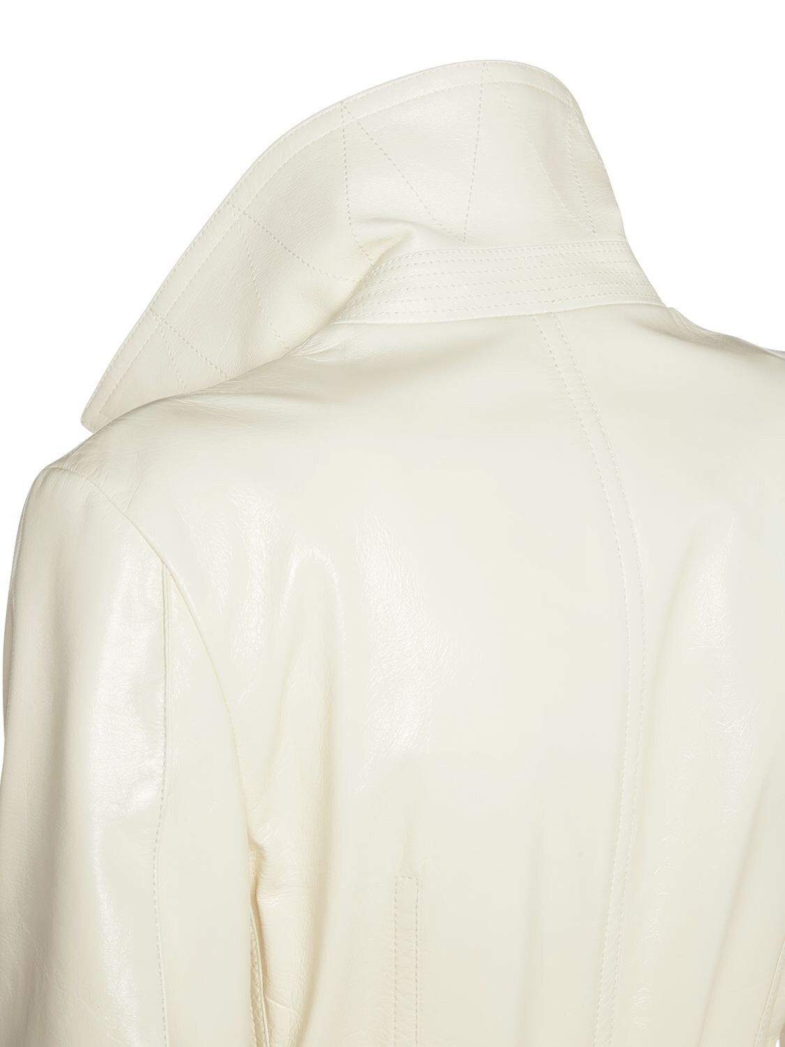 Shop Bottega Veneta Leather Trench Coat In White