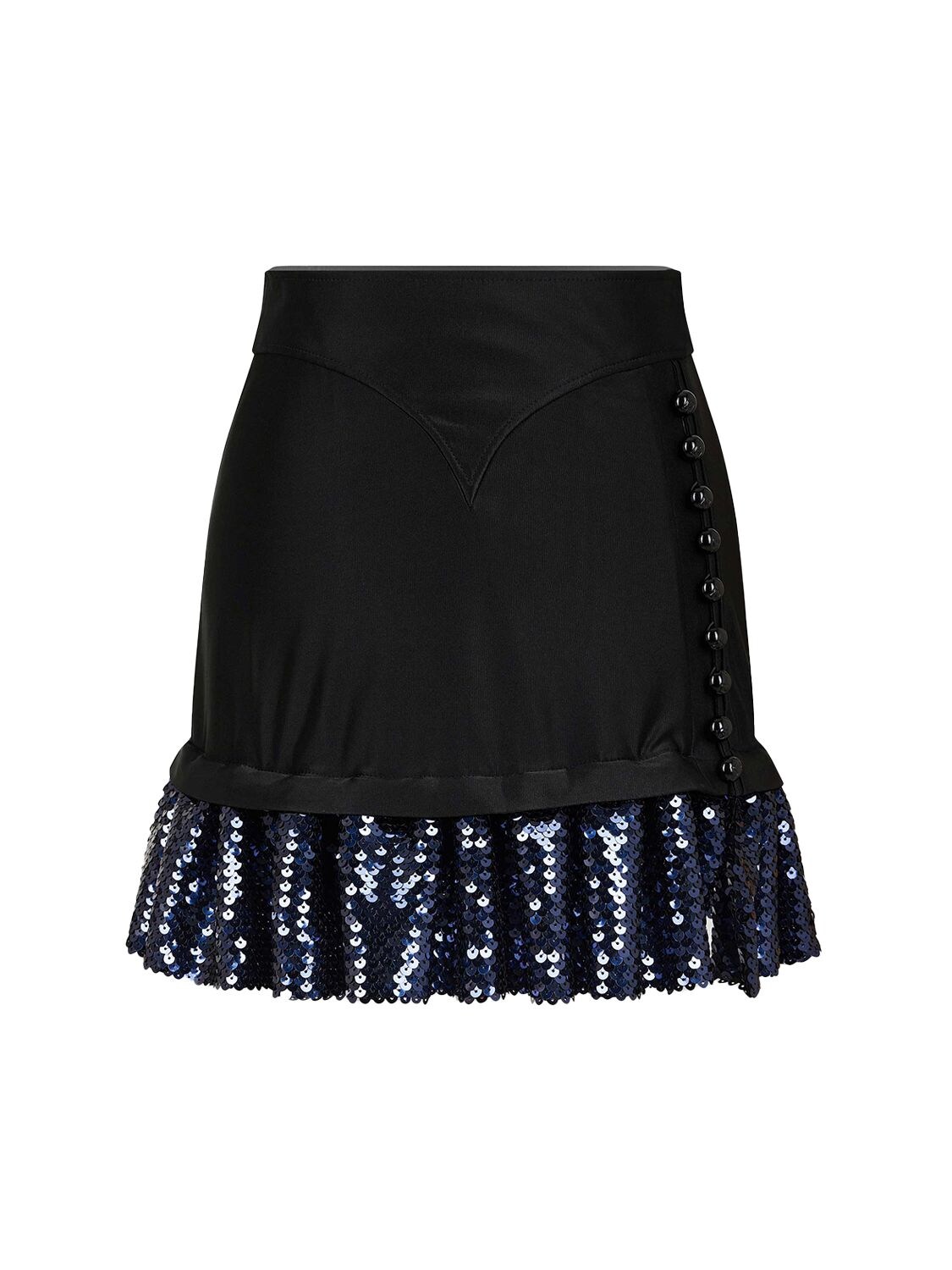 RABANNE SEQUINED & SHINY JERSEY MINI SKIRT