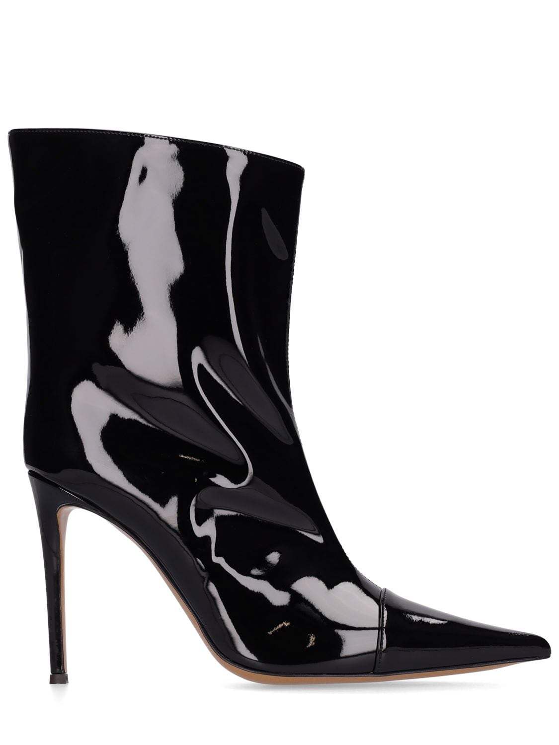 105mm Faux Patent Leather Ankle Boots