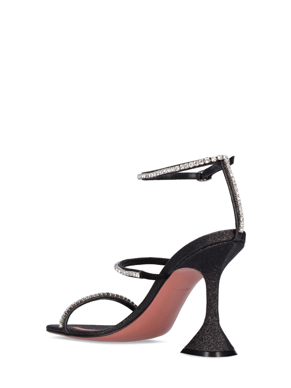 AMINA MUADDI 95MM GILDA GLITTERED LEATHER SANDALS 