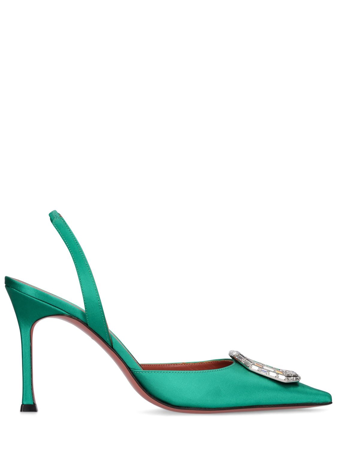 AMINA MUADDI 90MM CAMELIA SATIN SLINGBACK PUMPS