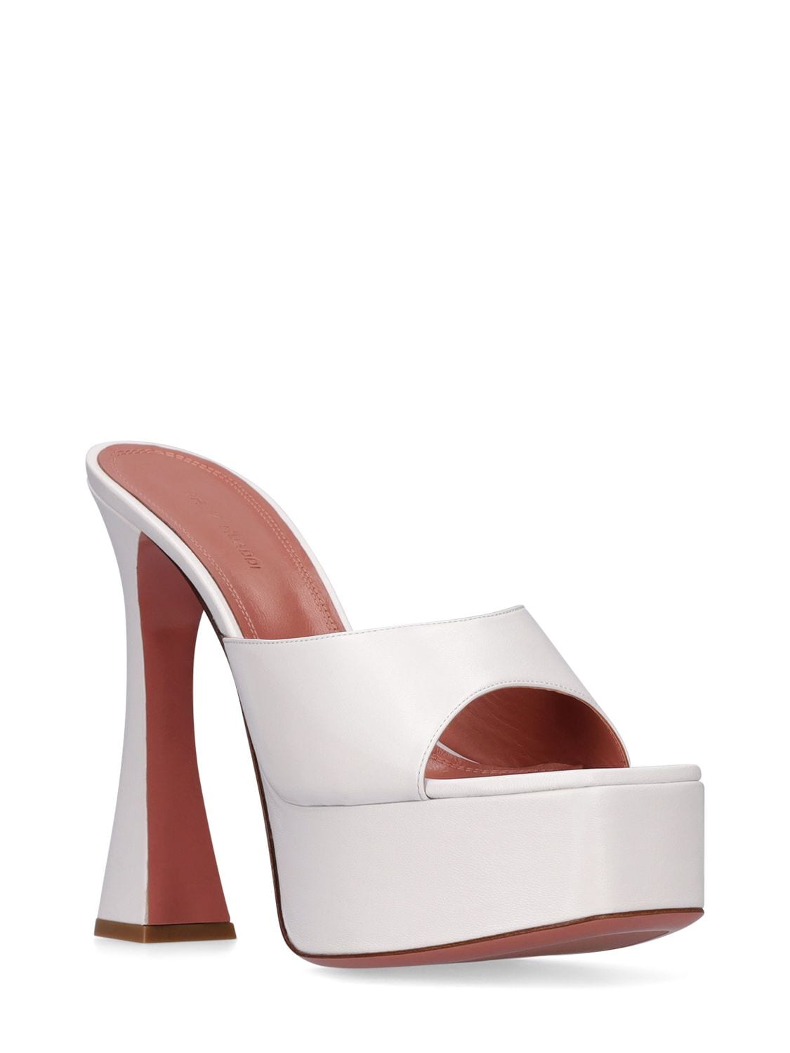 Shop Amina Muaddi 140mm Dalida Leather Sandals In White