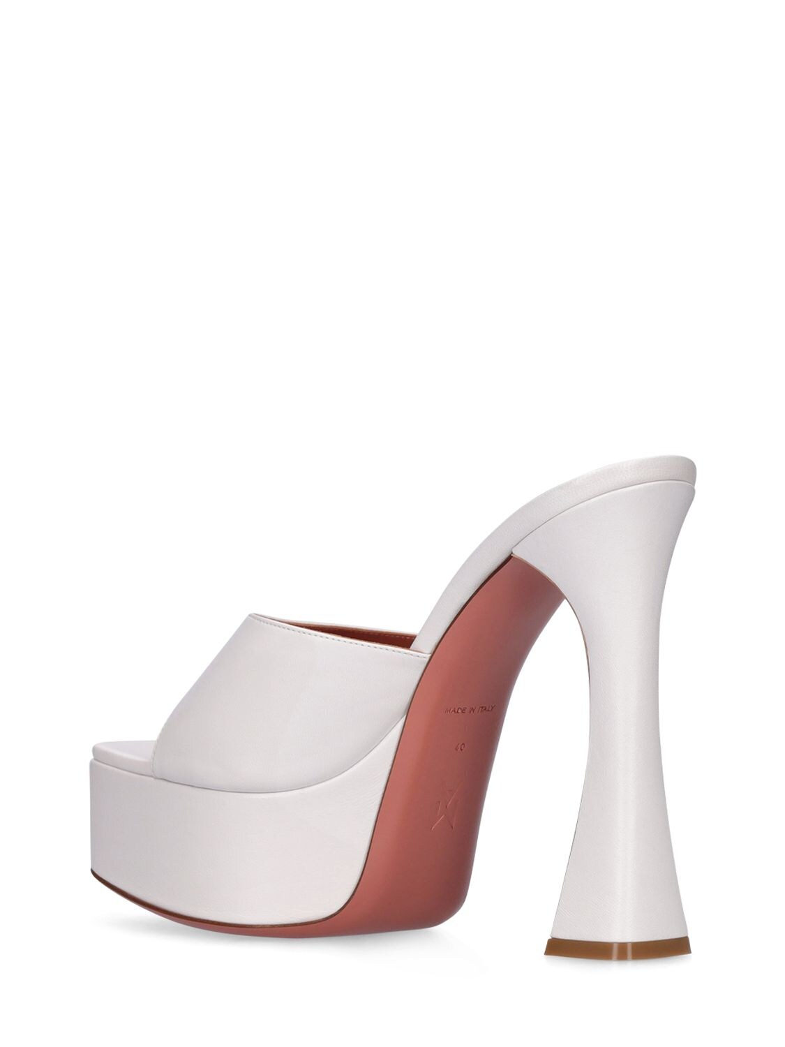 Shop Amina Muaddi 140mm Dalida Leather Sandals In White