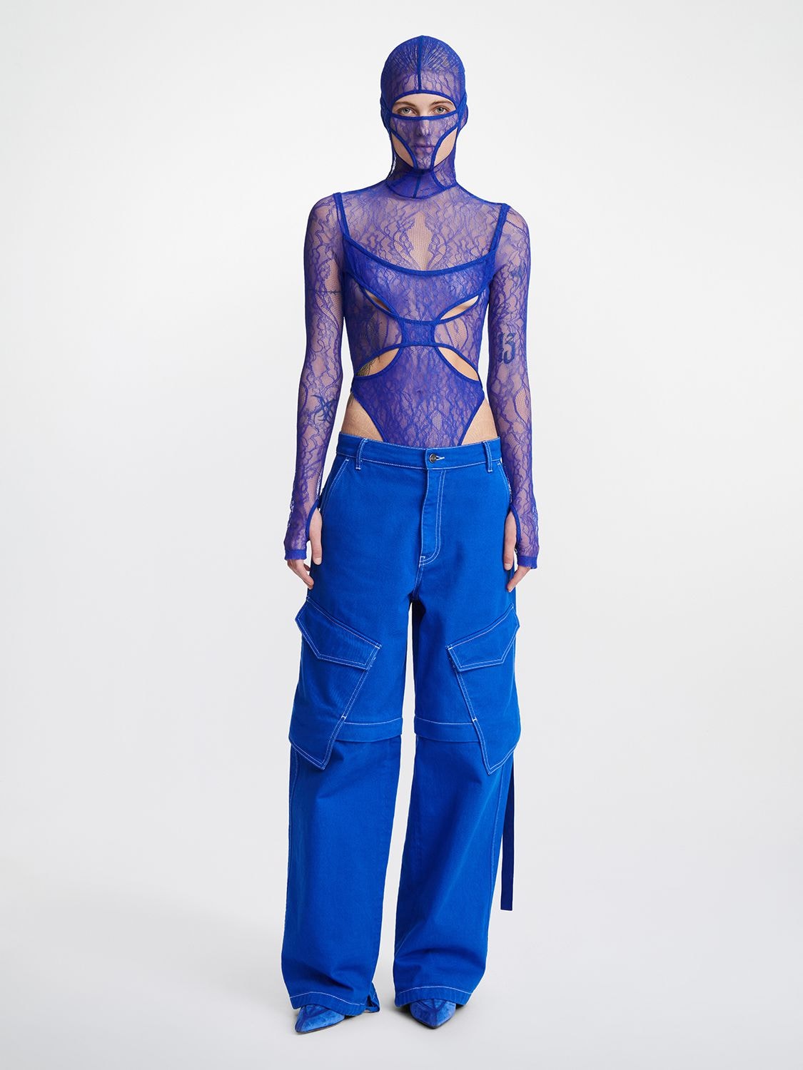 Dion Lee Lace Balaclava Layered Body In Blue | ModeSens