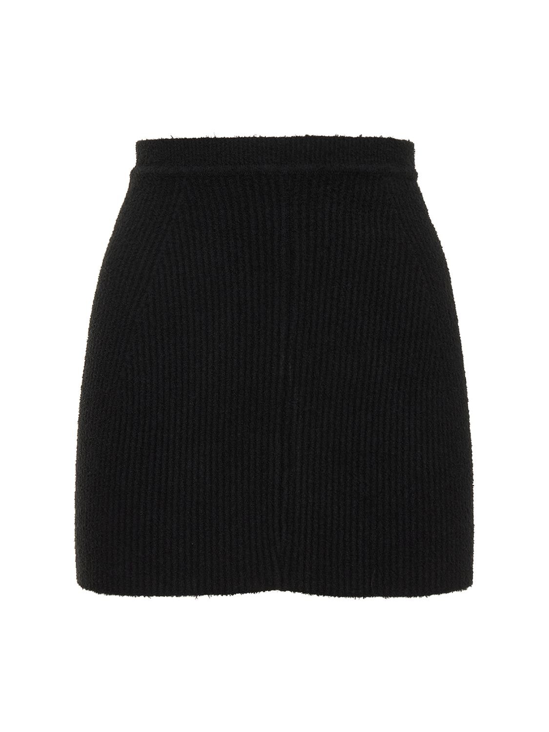 Wardrobe.nyc Ribbed Cotton-blend Mini Skirt In Black