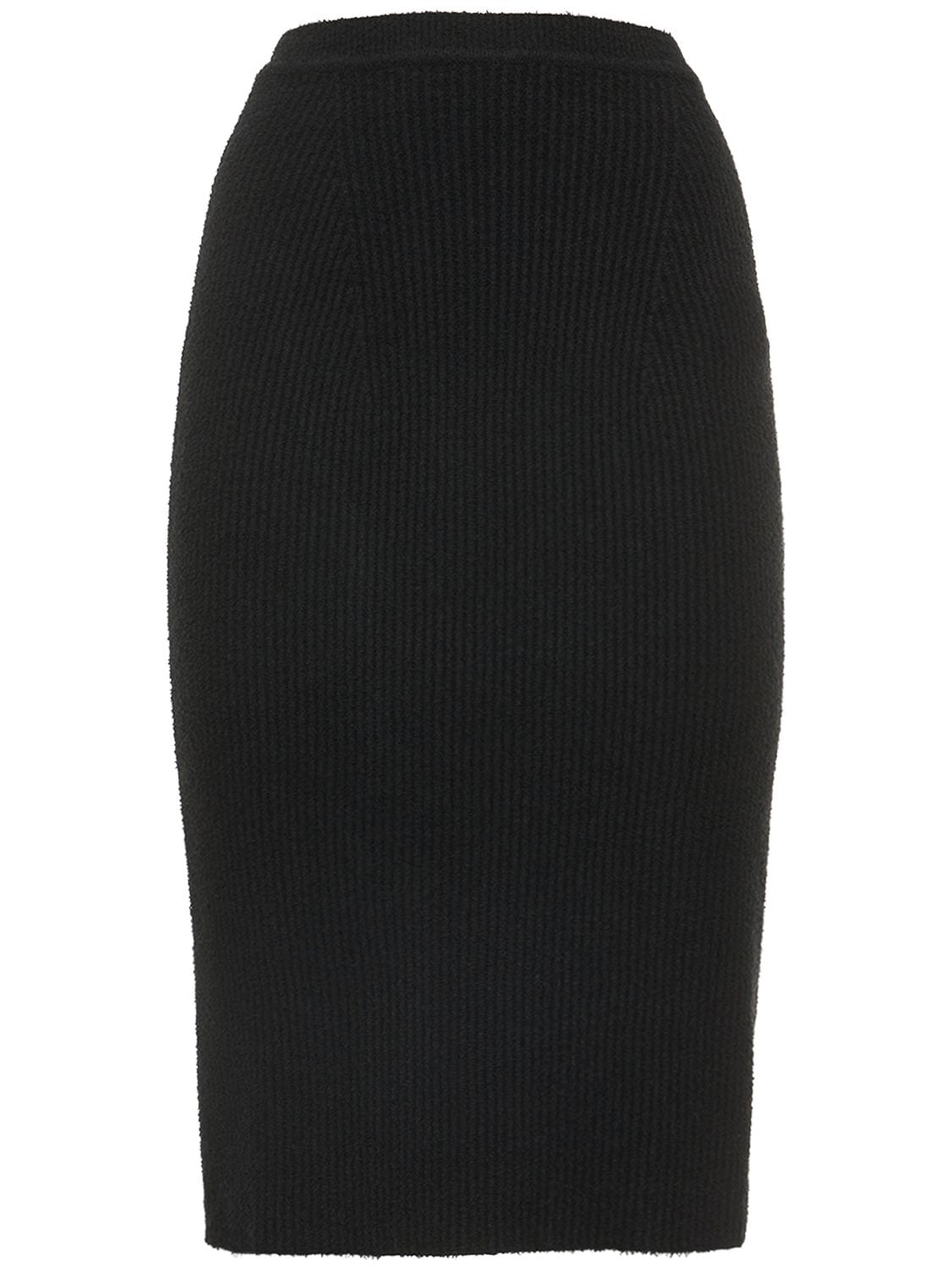 Wardrobe.nyc Ribbed-knit Cotton-blend Tube Midi Skirt In Black