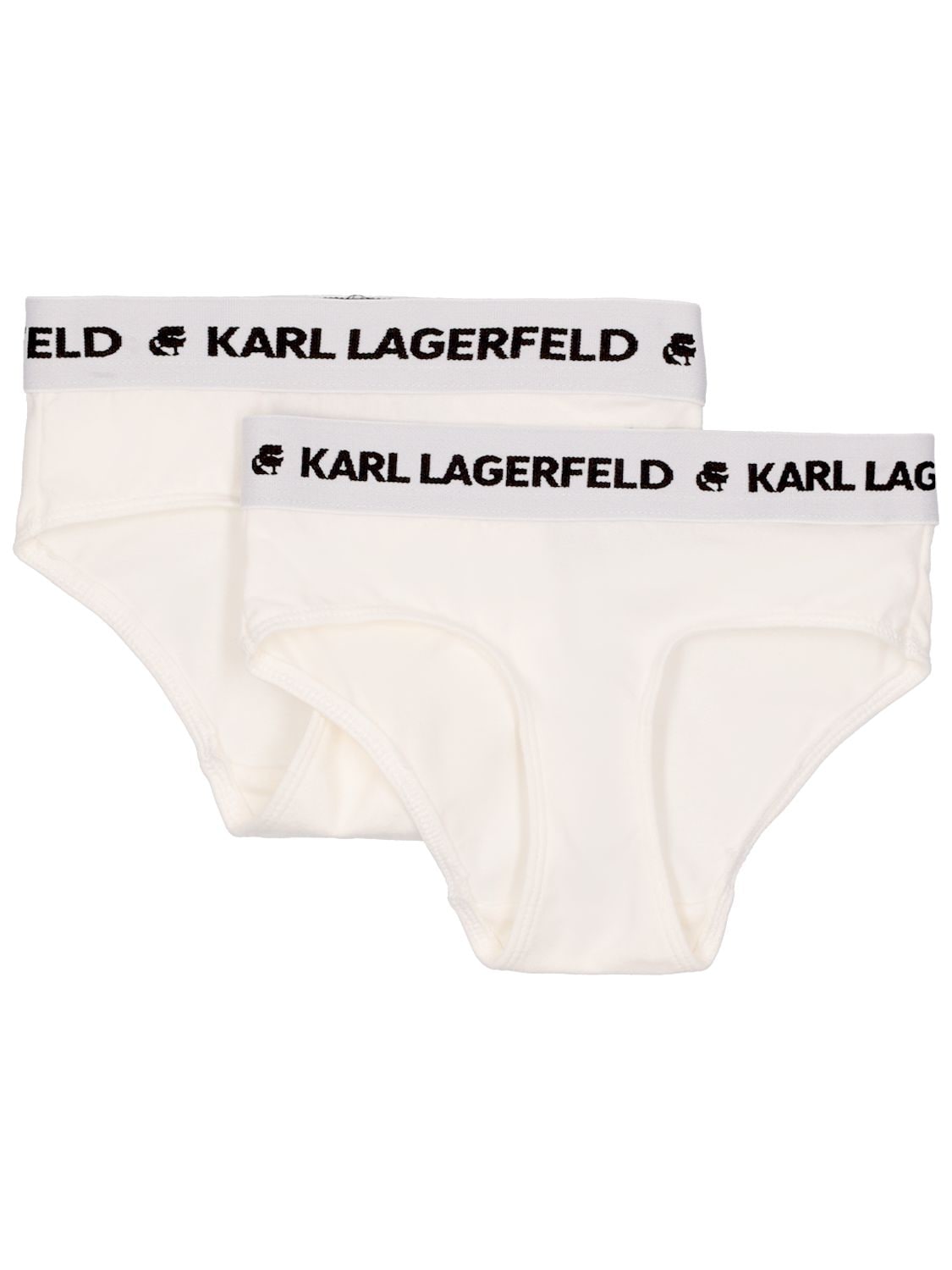 Karl Lagerfeld Kids' Set Of 2 Cotton Briefs W/ Logo In White
