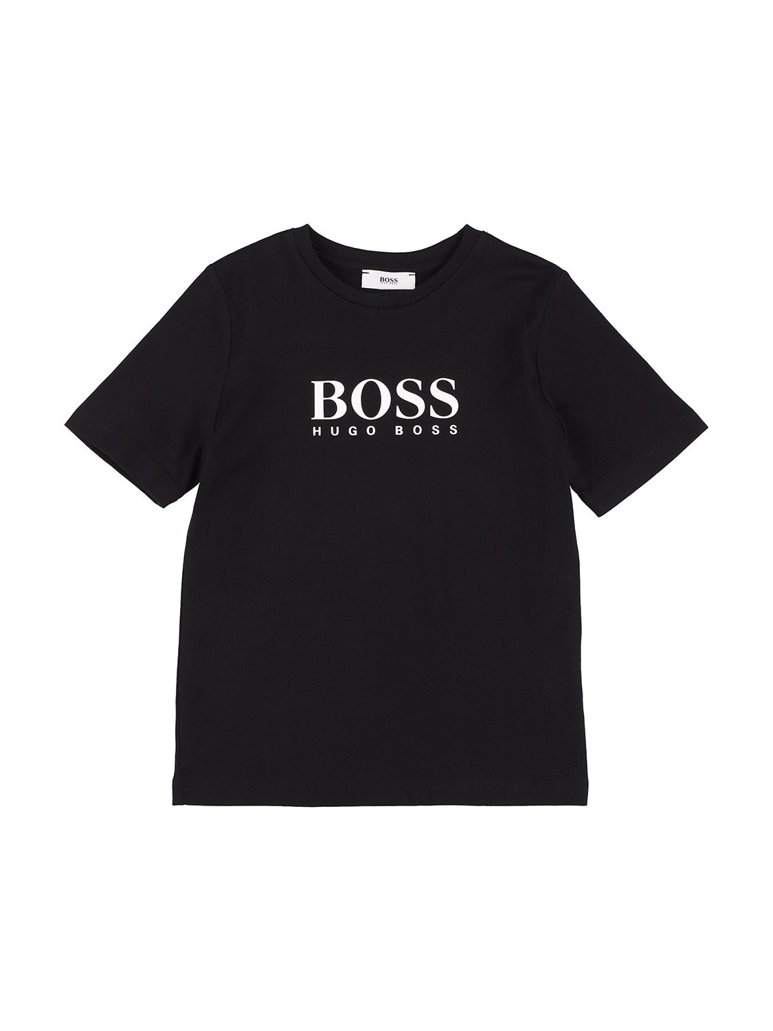 Hugo Boss Kids' Embossed Logo Cotton Jersey T-shirt In Black | ModeSens
