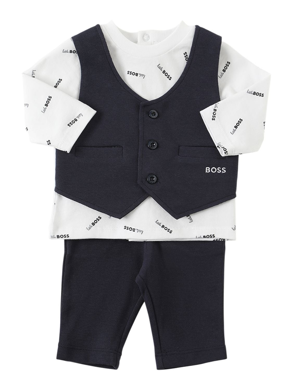 Hugo Boss Babies' Cotton Blend Top & Pants In Navy | ModeSens