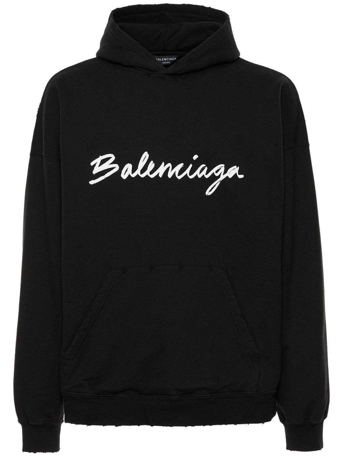 Balenciaga Cotton Sweatshirt Hoodie In Black