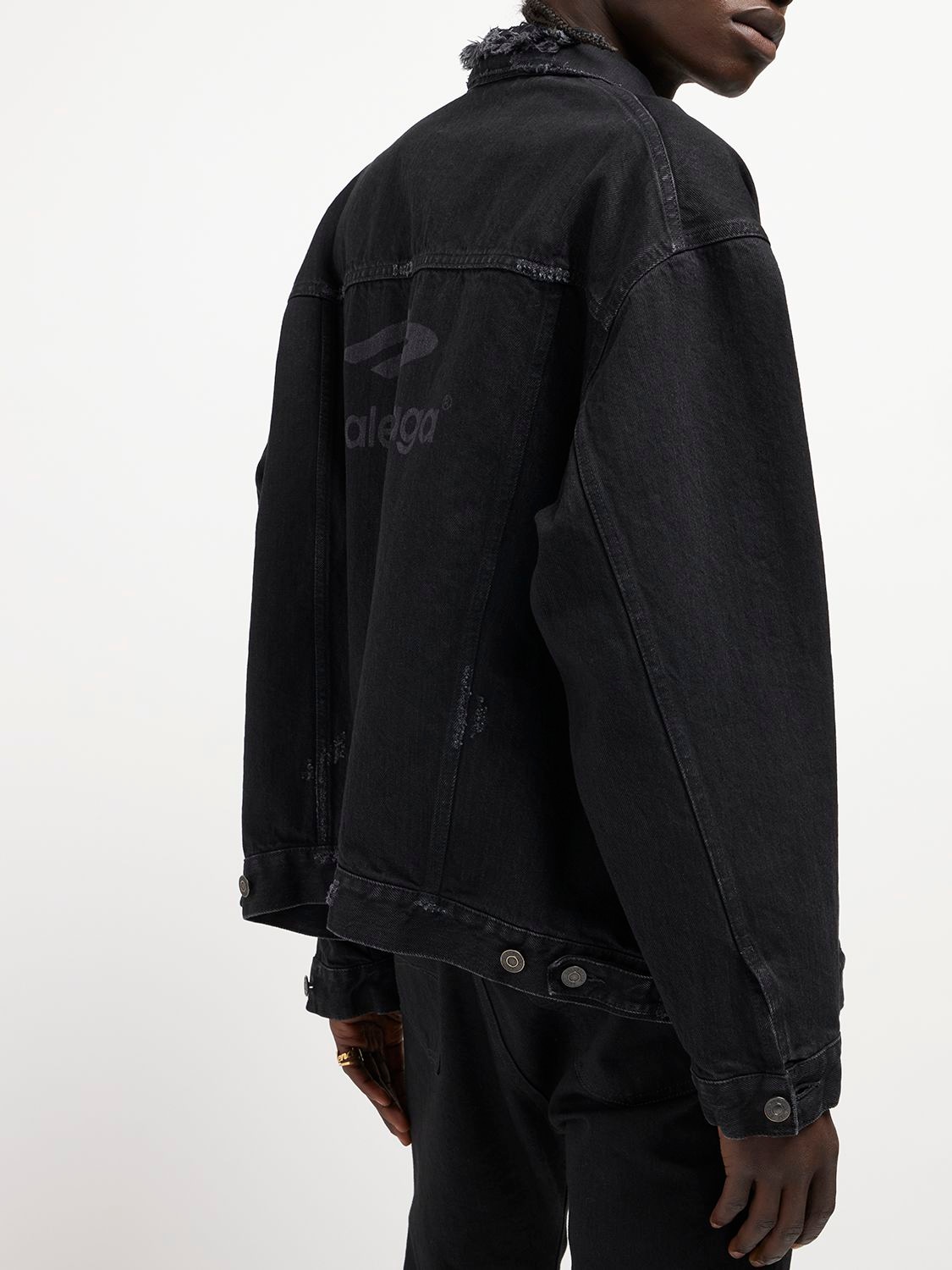 Shop Balenciaga Cotton Jacket In Rubber Black