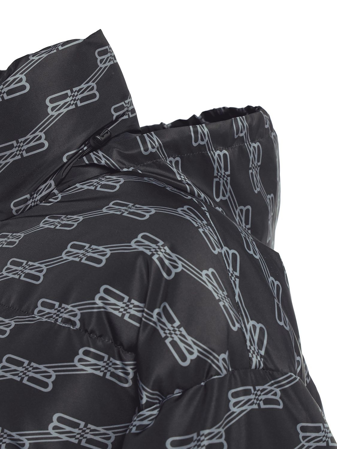 Shop Balenciaga Printed Tech Puffer Jacket In Black,grey