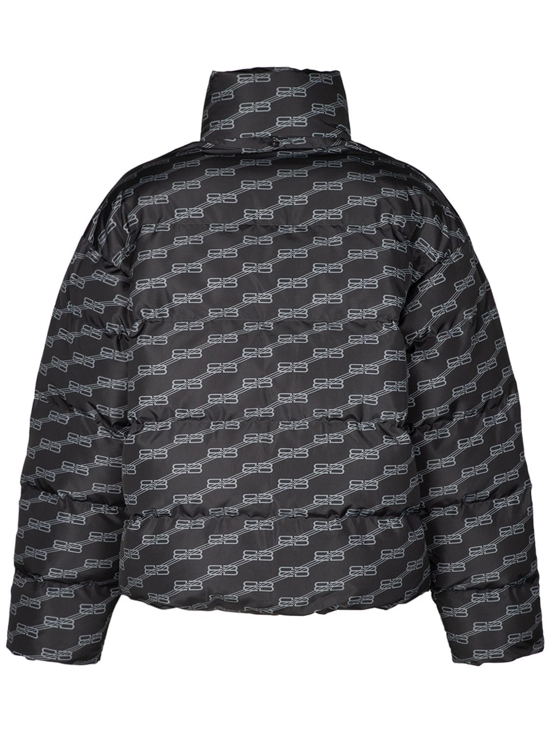 Shop Balenciaga Printed Tech Puffer Jacket In Black,grey