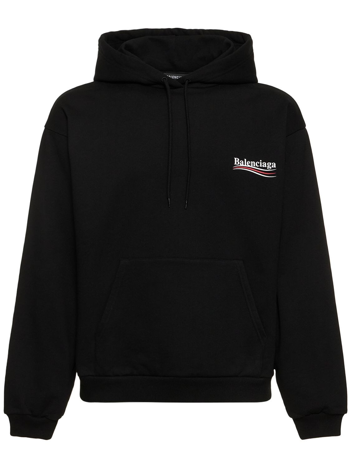 Balenciaga Logo Hooded Sweatshirt In Black | ModeSens