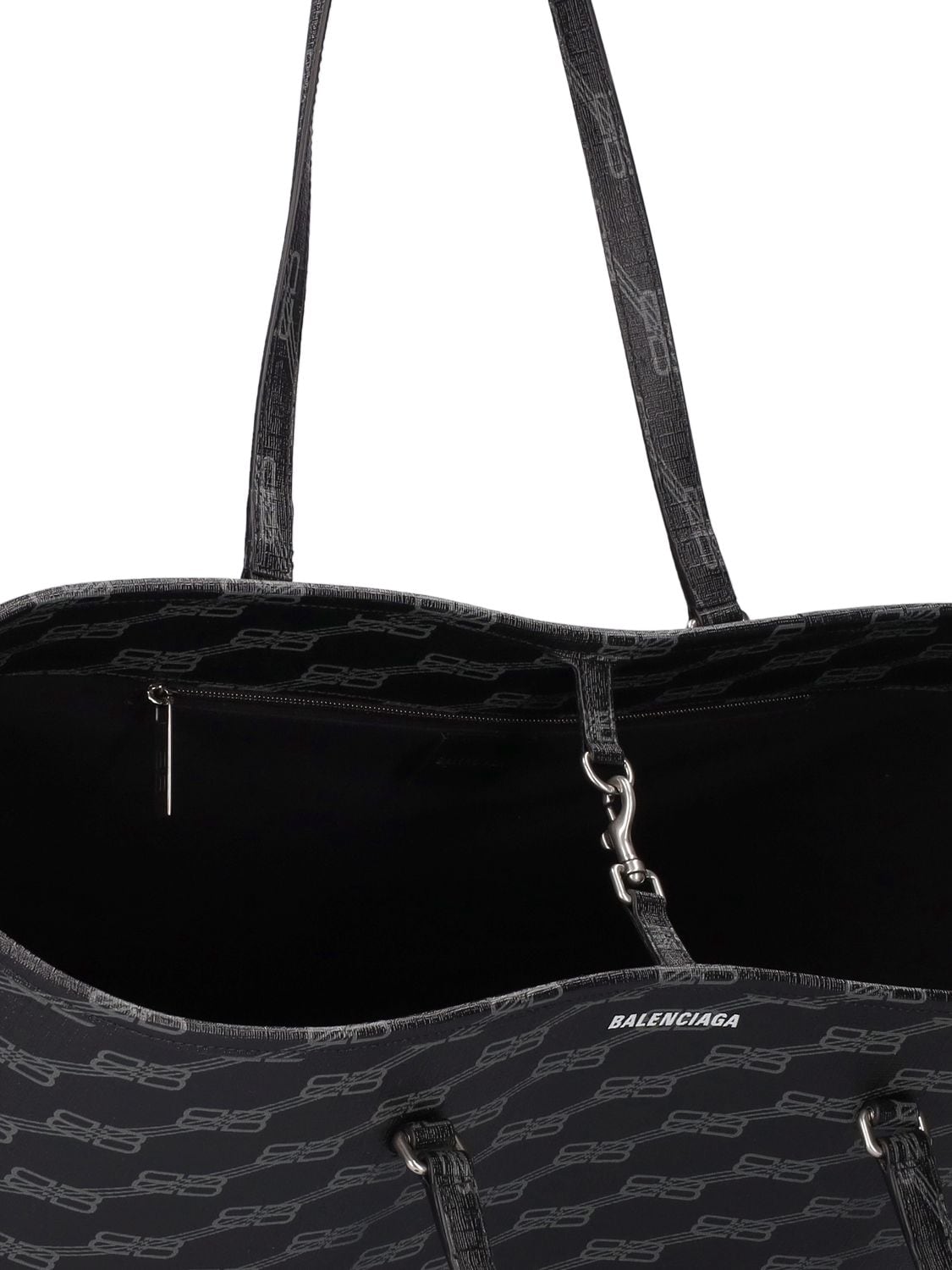 Shop Balenciaga Signature Faux Leather Tote Bag In Black,grey