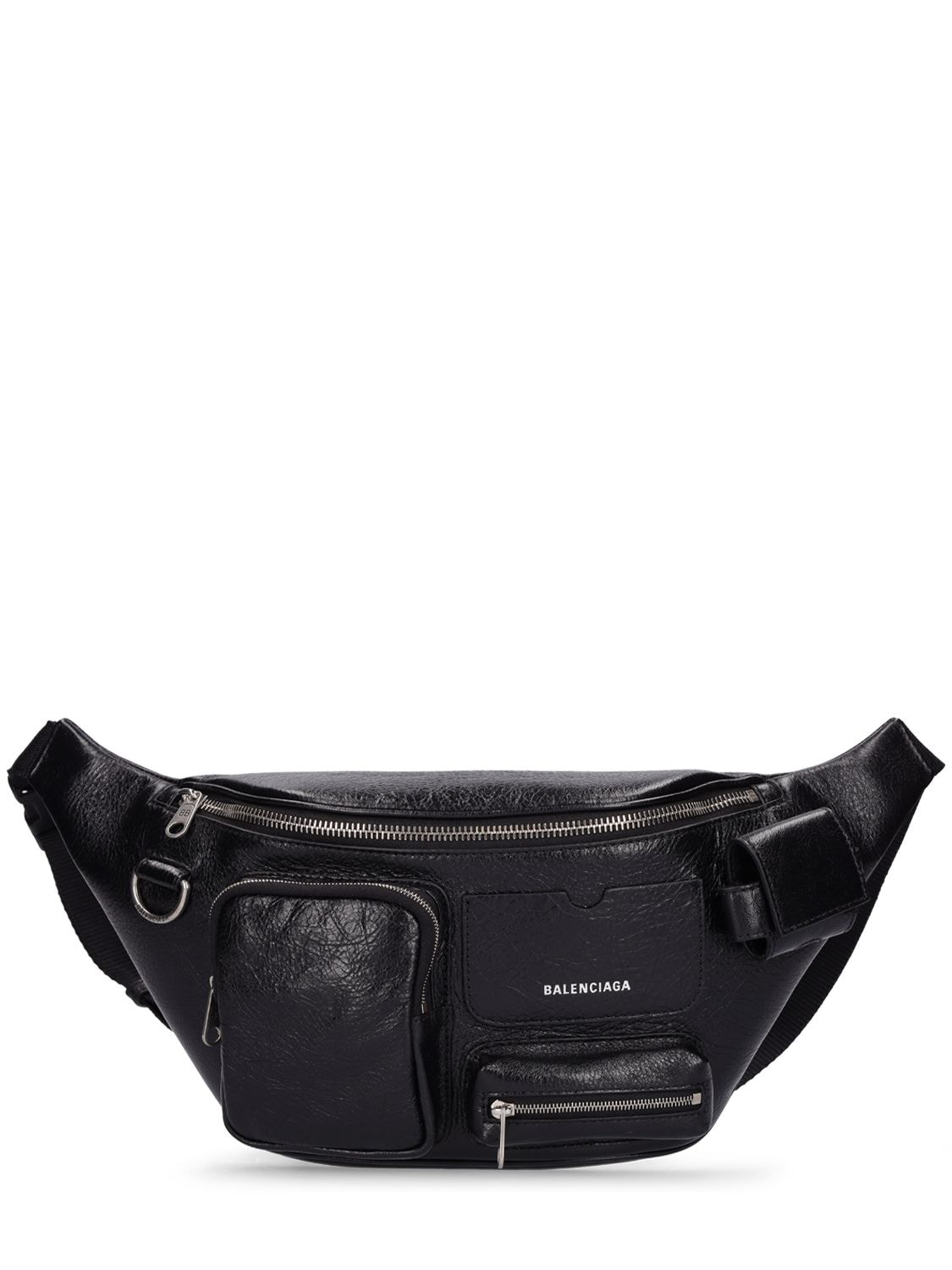 Shop Balenciaga Superbusy Leather Belt Bag In Black
