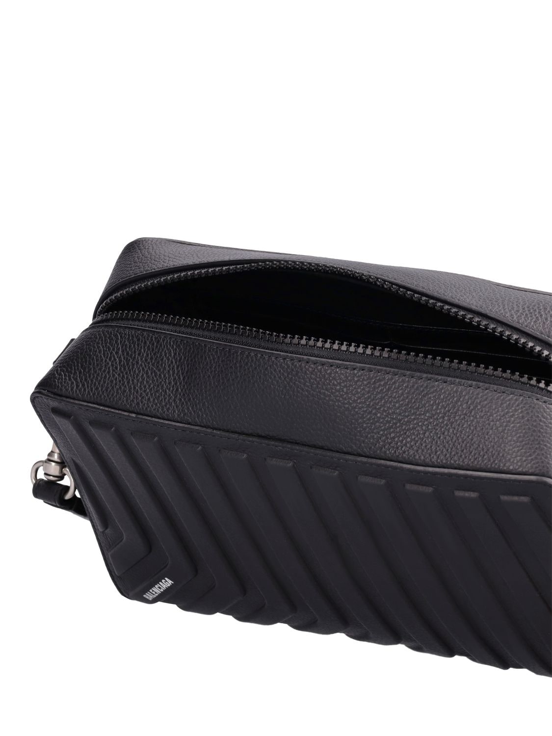 Shop Balenciaga Car Embossed Leather Toiletry Bag In Black