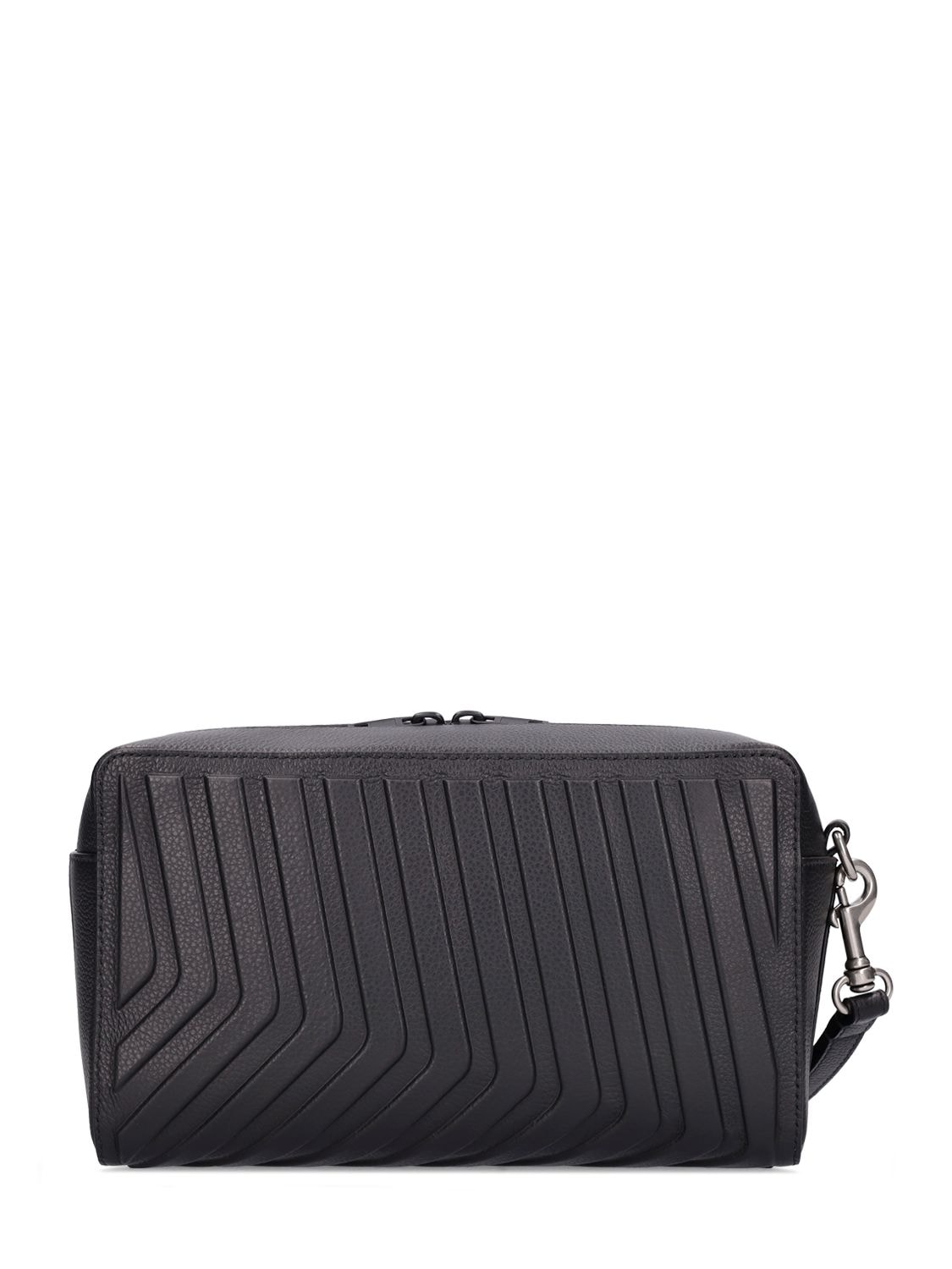 Shop Balenciaga Car Embossed Leather Toiletry Bag In Black