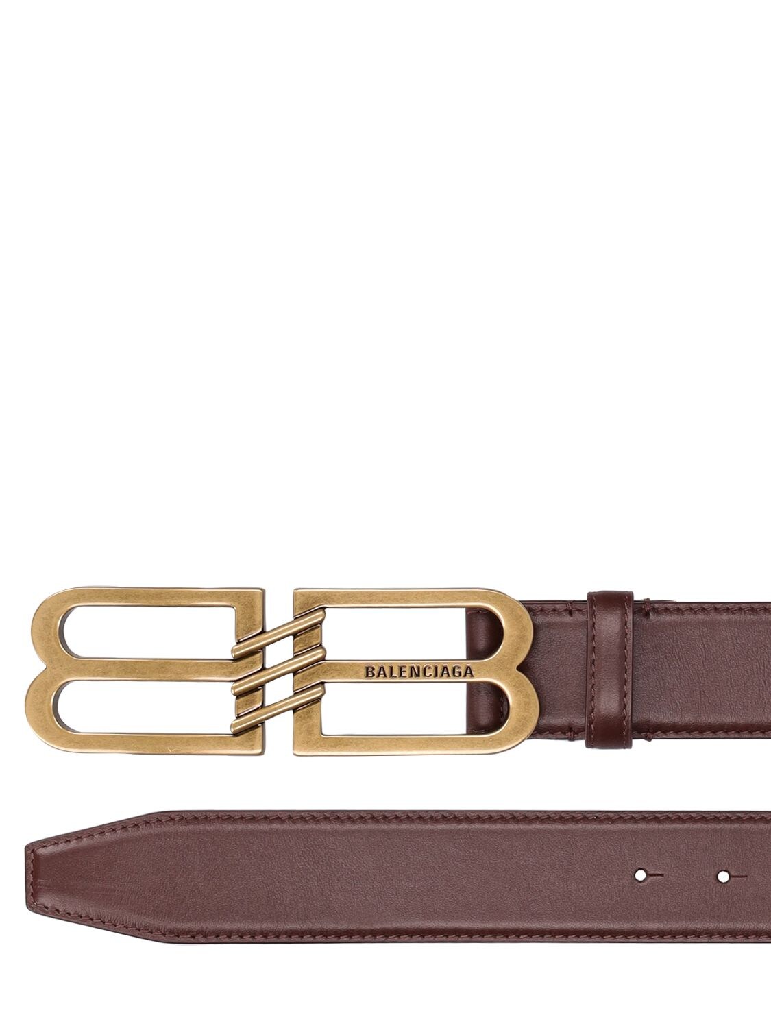 Balenciaga 4cm Bb Signature Leather Belt In Coffee Brown | ModeSens