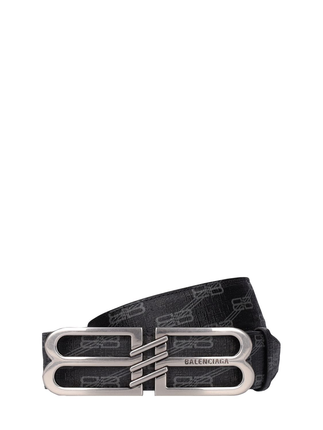 Balenciaga 4cm Bb Signature Faux Leather Belt In Black,grey
