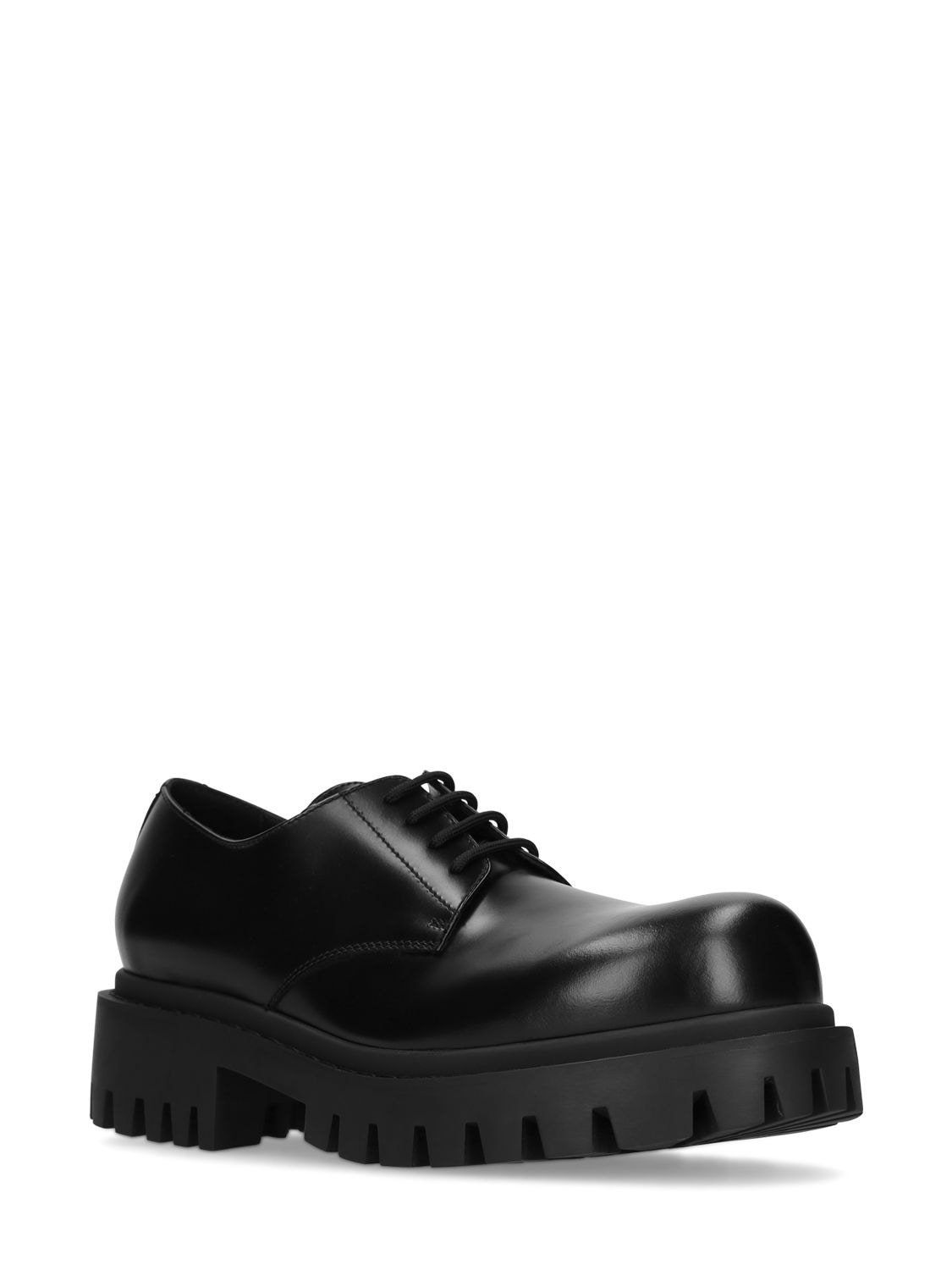 Shop Balenciaga Sergent Leather Derby Lace-up Shoes In 블랙