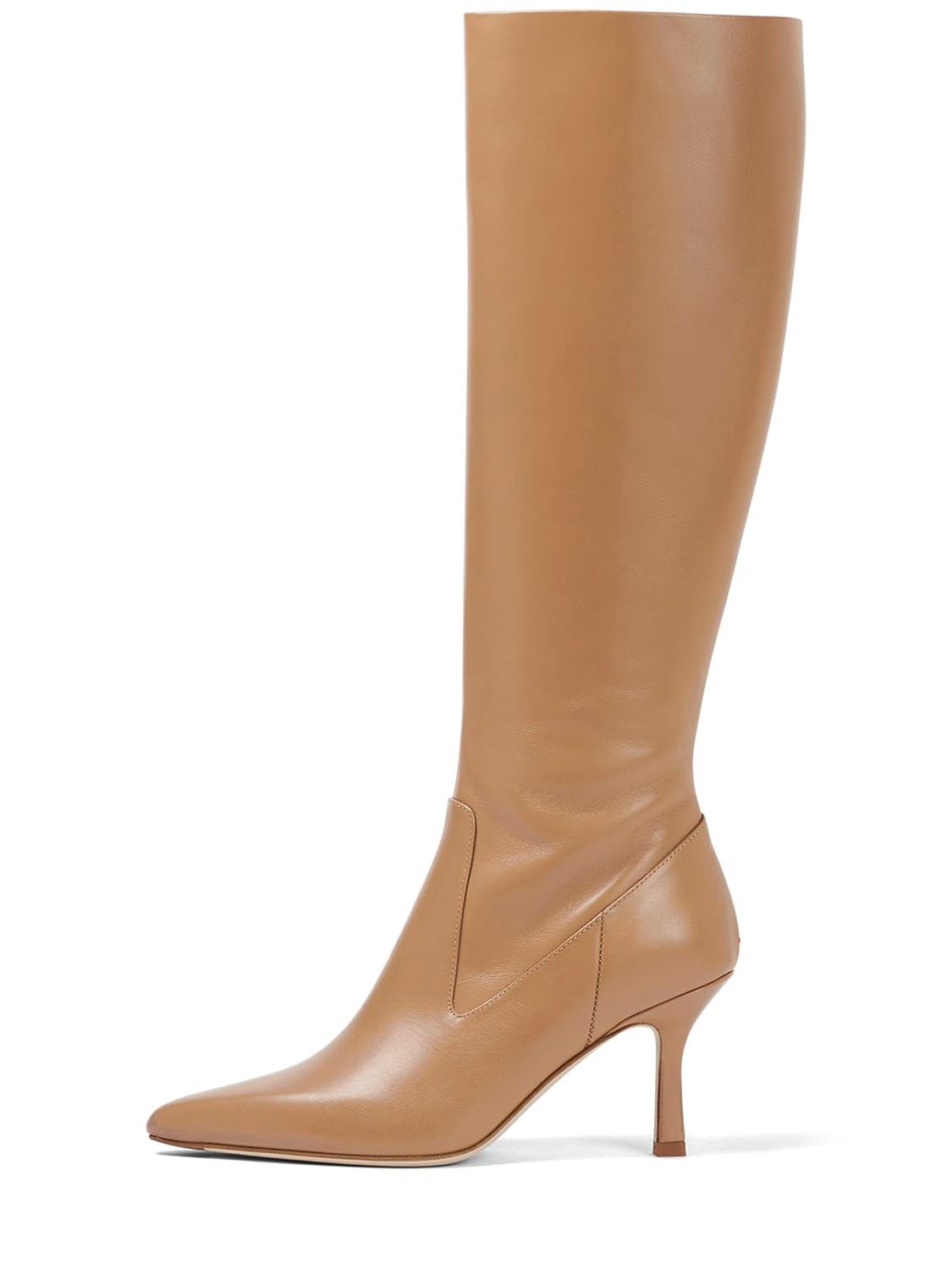 Aeyde 75mm Viv Leather Tall Boots In Beige