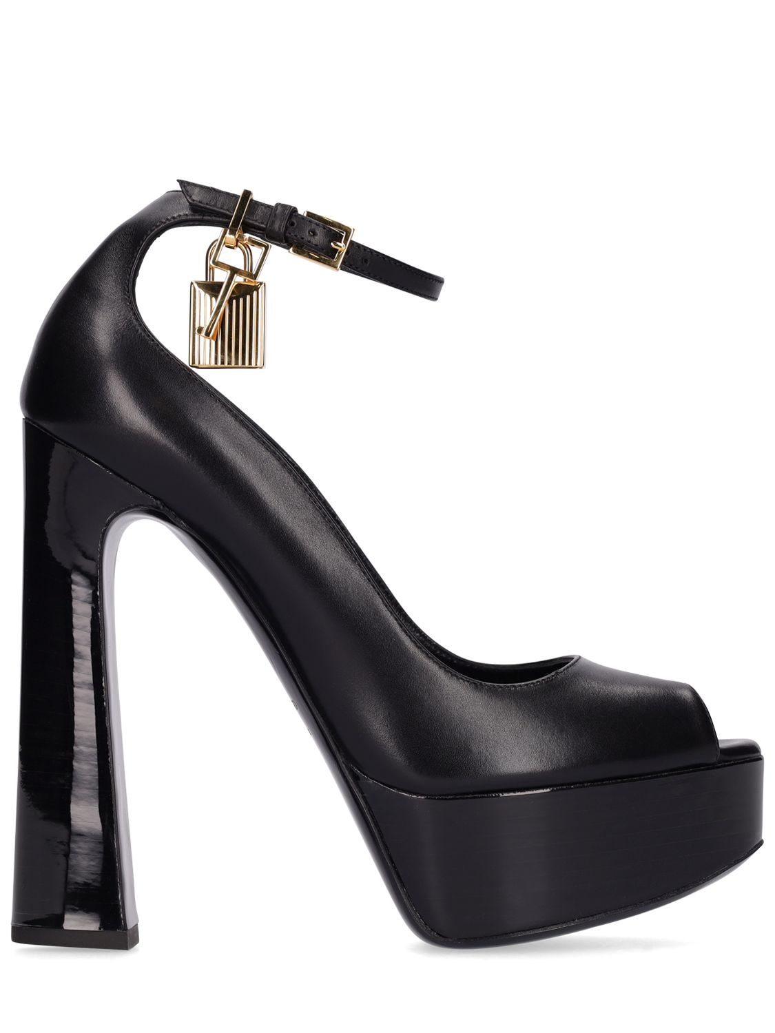 TOM FORD 145mm Padlock Leather Platform Pumps for Women