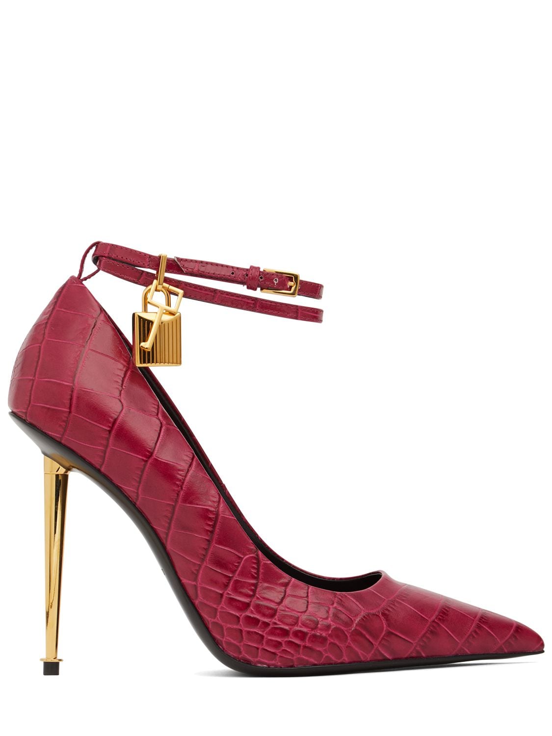 TOM FORD 105MM PADLOCK CROC EMBOSSED LEATHER PUMP