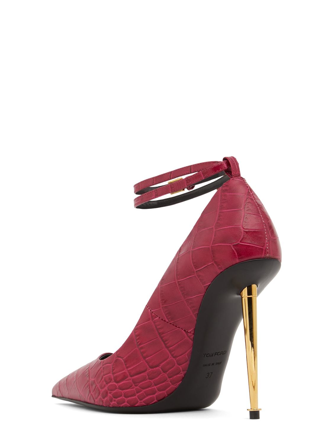 Tom Ford 105mm Padlock Croc Embossed Leather Pump In Raspberry | ModeSens