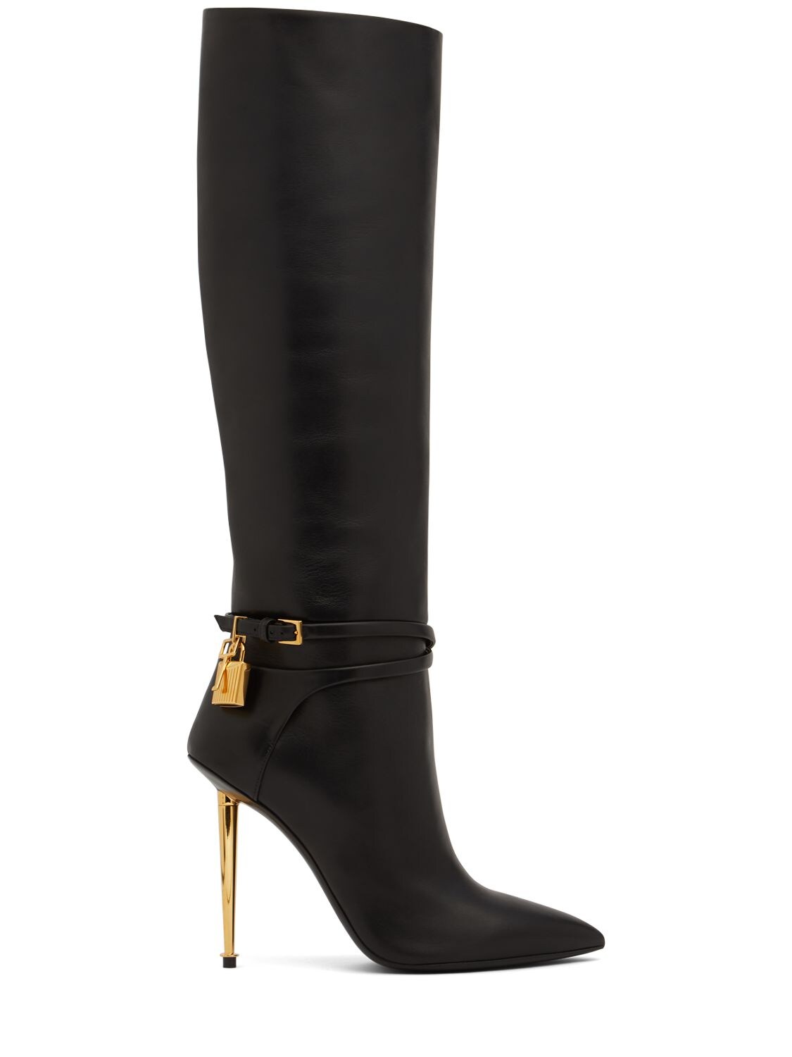 TOM FORD 105MM PADLOCK LEATHER TALL BOOTS