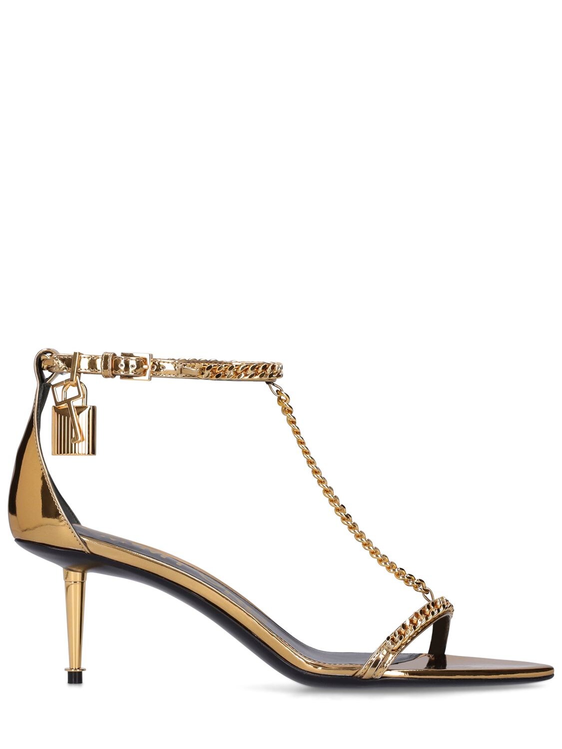 55mm Padlock Metallic Leather Sandals
