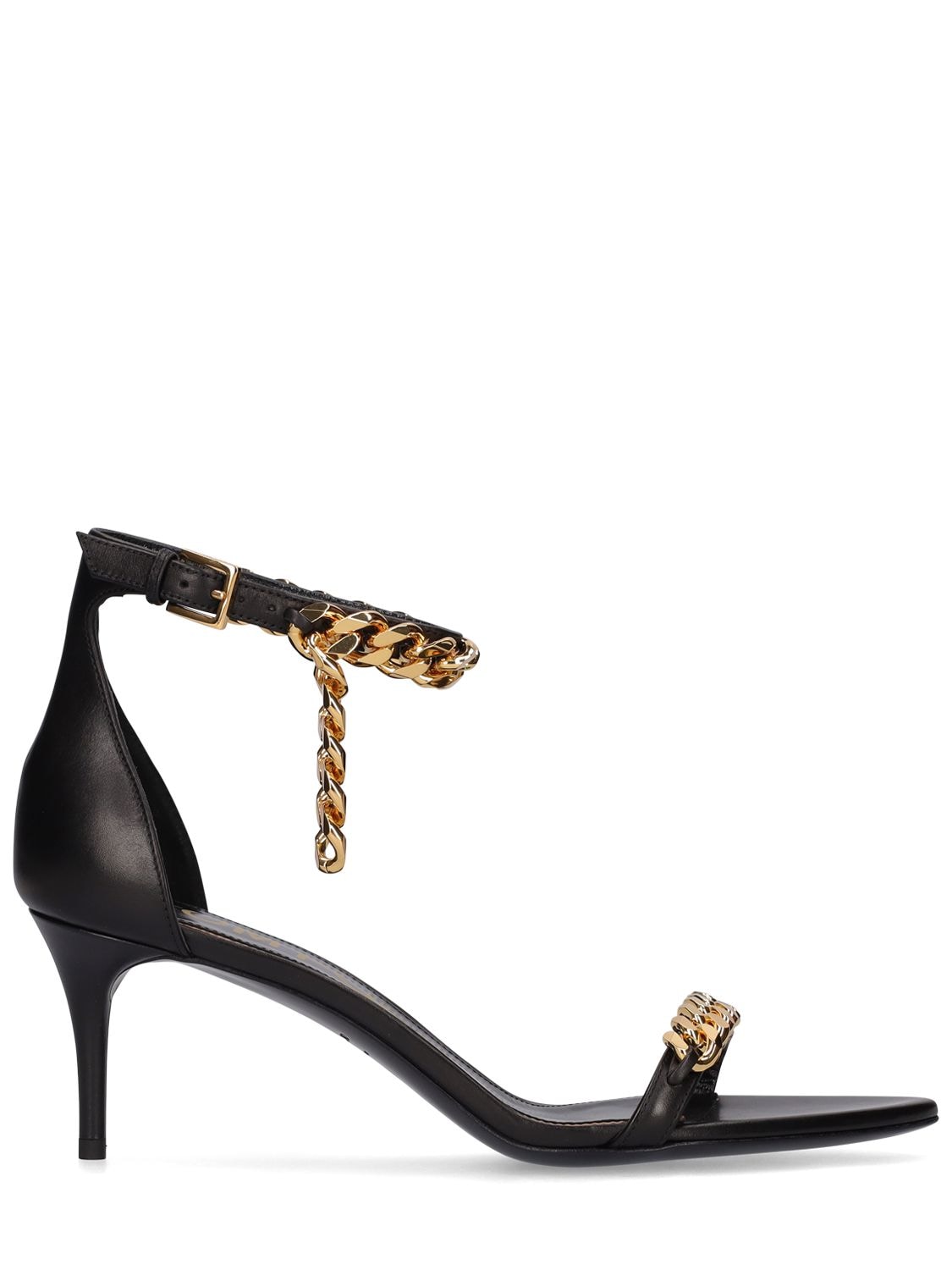 TOM FORD 65MM CHAIN LEATHER SANDALS