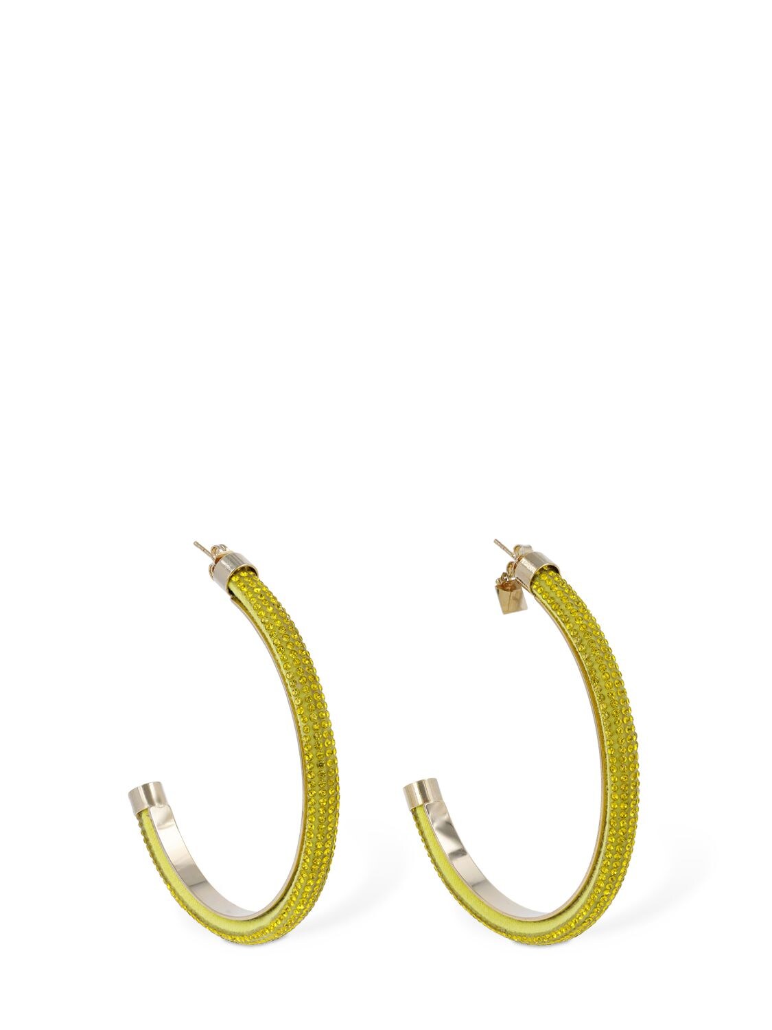 Rosantica Favilla Crystal Mesh Hoop Earrings In Yellow