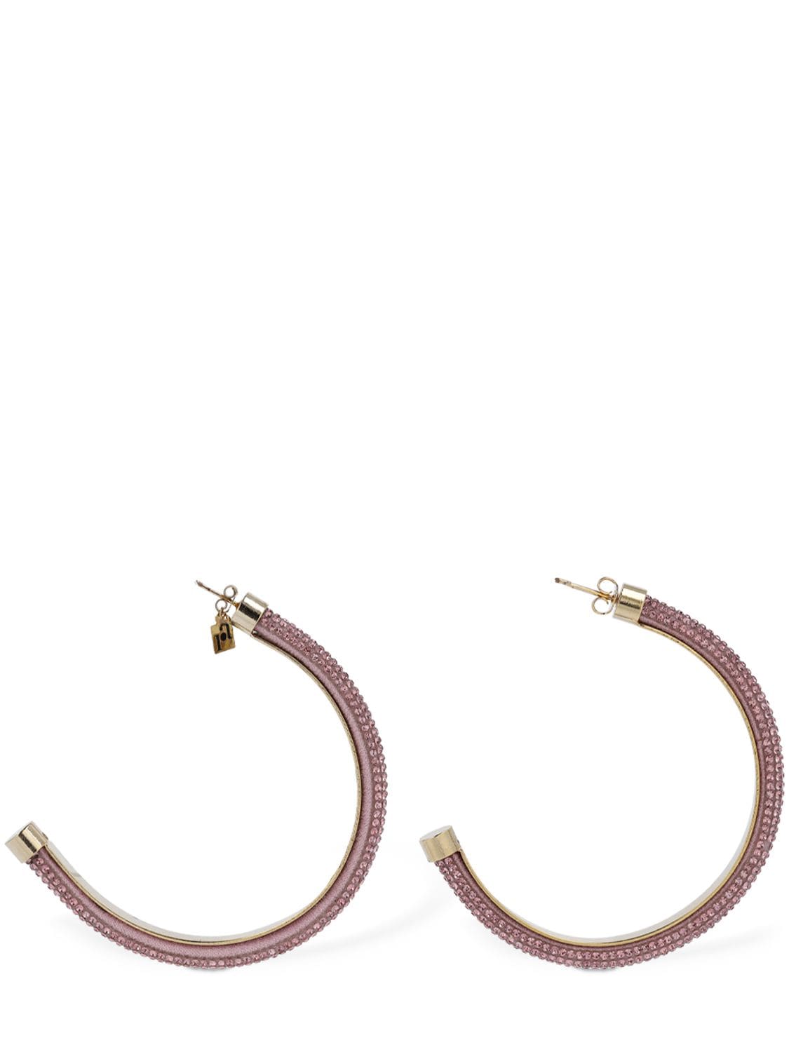 Shop Rosantica Favilla Crystal Mesh Hoop Earrings In Pink