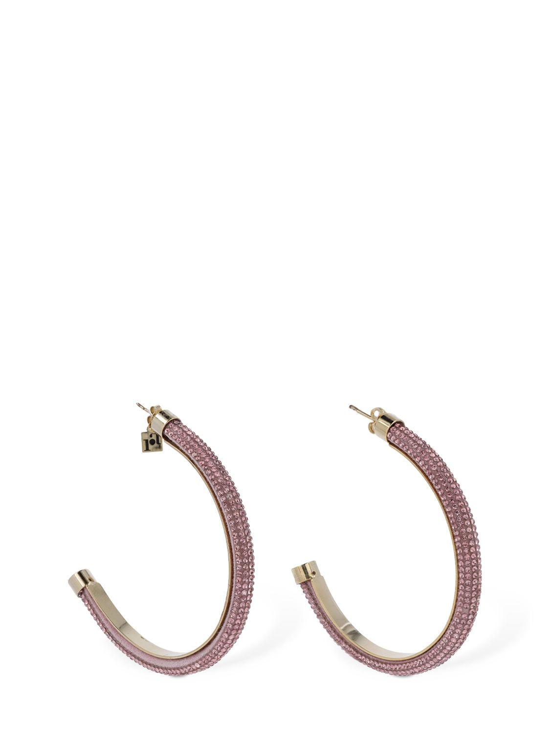 Rosantica Favilla Crystal Mesh Hoop Earrings In Pink