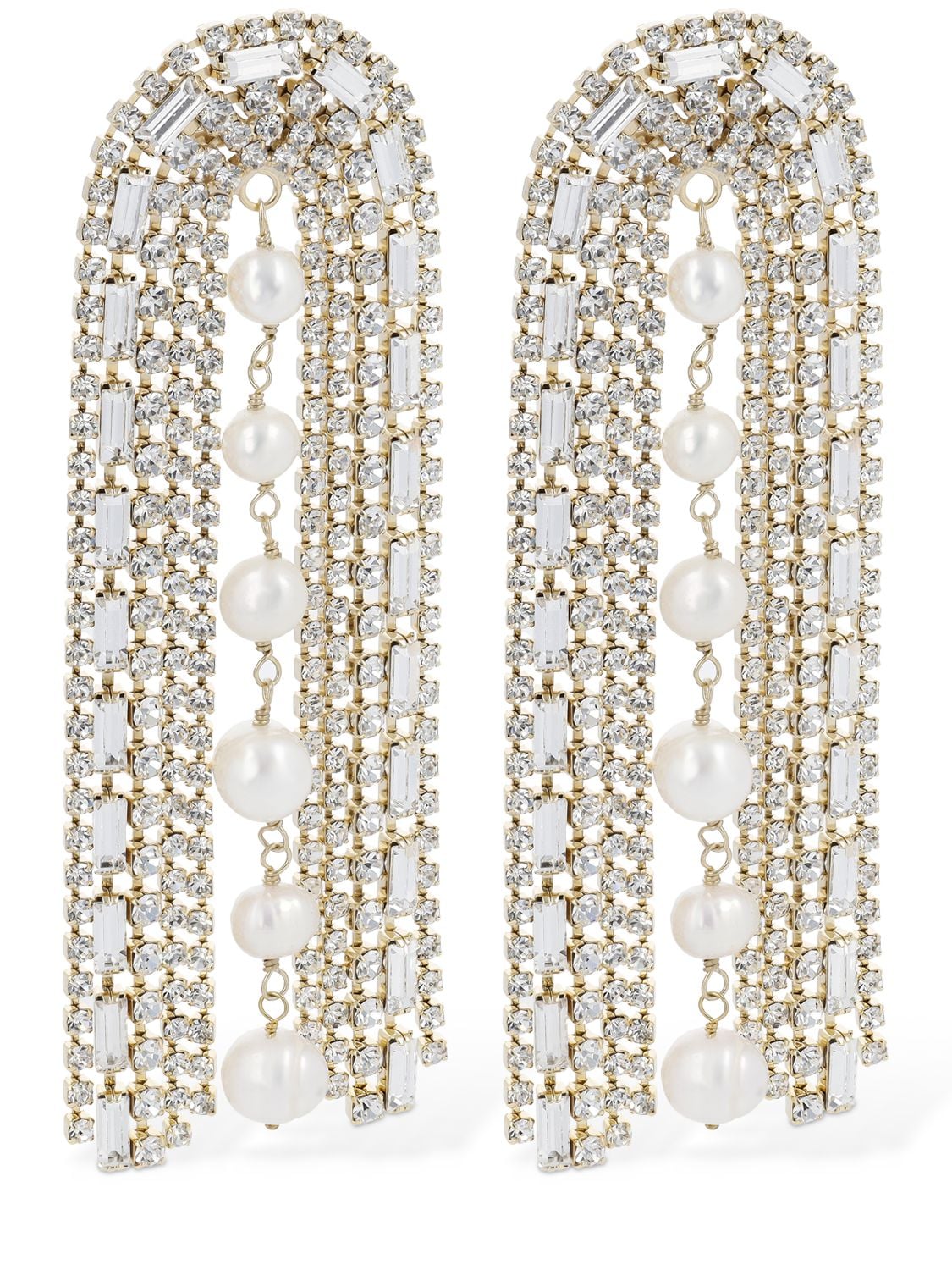 Shop Rosantica Megeve Crystal & Pearl Earrings In Crystal,gold