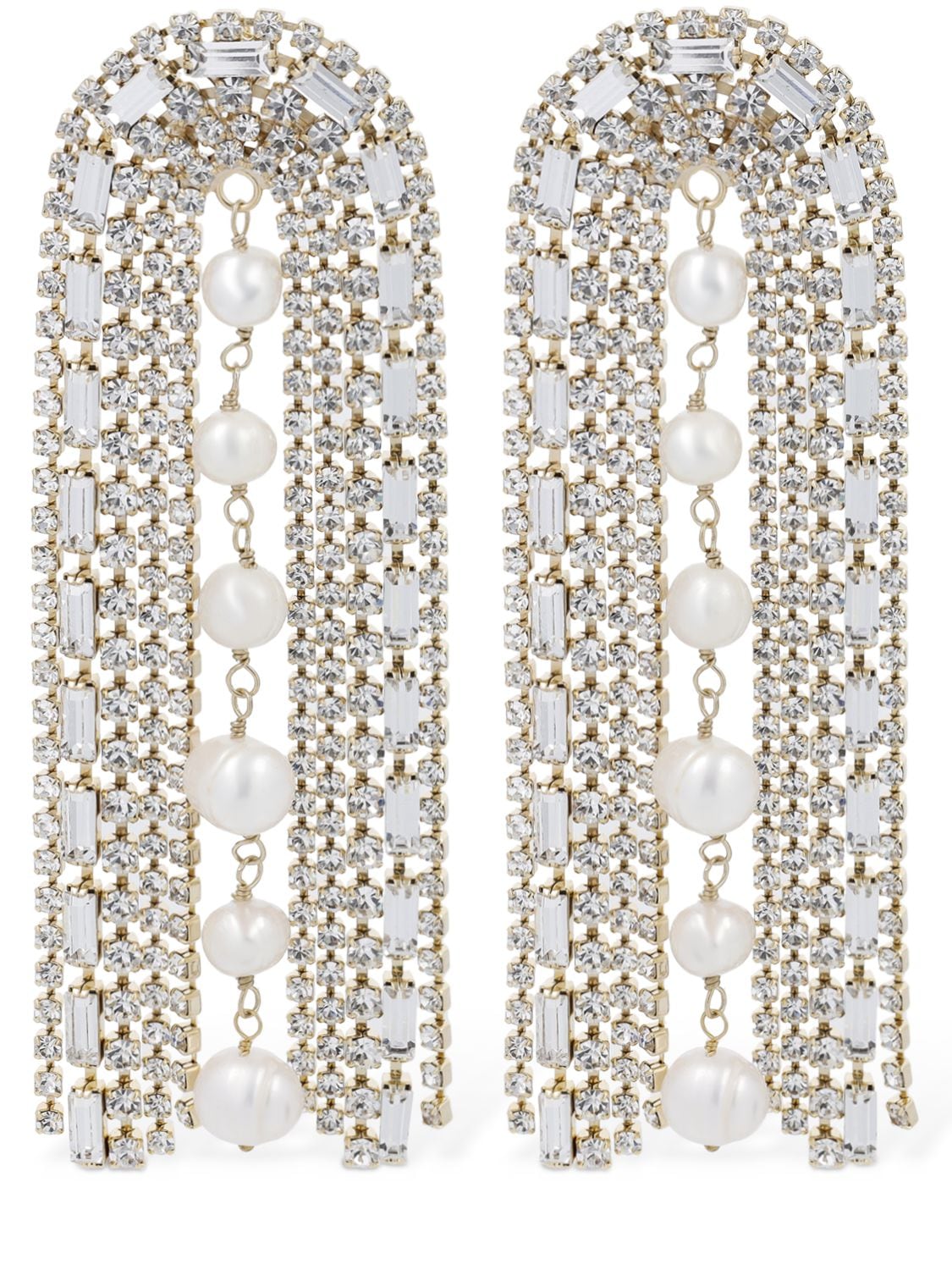 Rosantica Megeve Crystal & Pearl Earrings In Crystal,gold