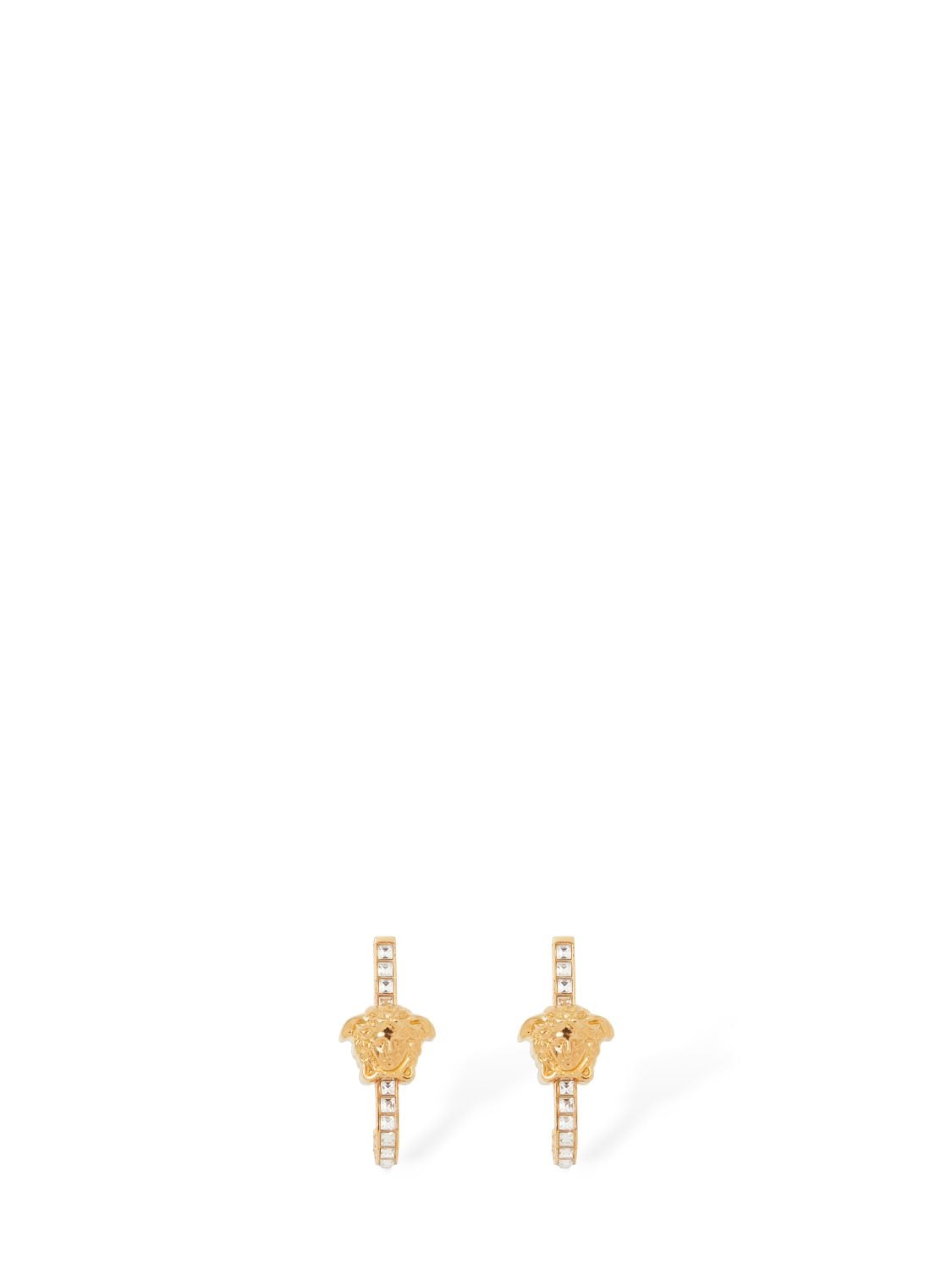 Shop Versace Medusa Crystal Stud Earrings In Gold,crystal