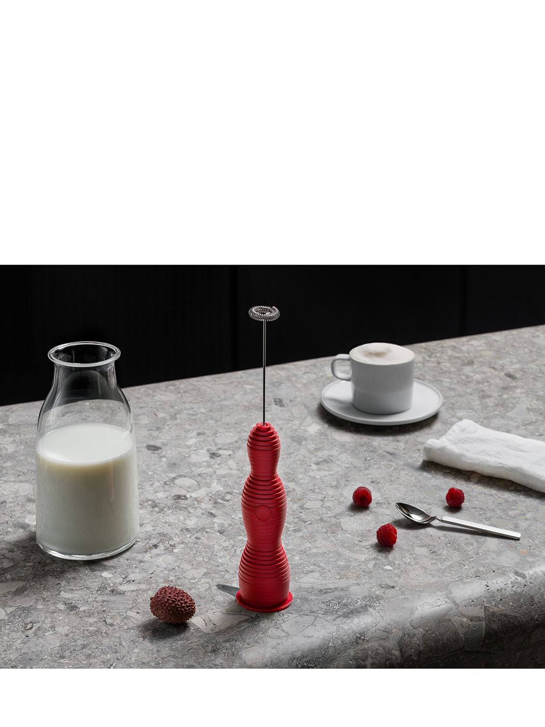 Shop Alessi Pulcina Milk Frother In Red